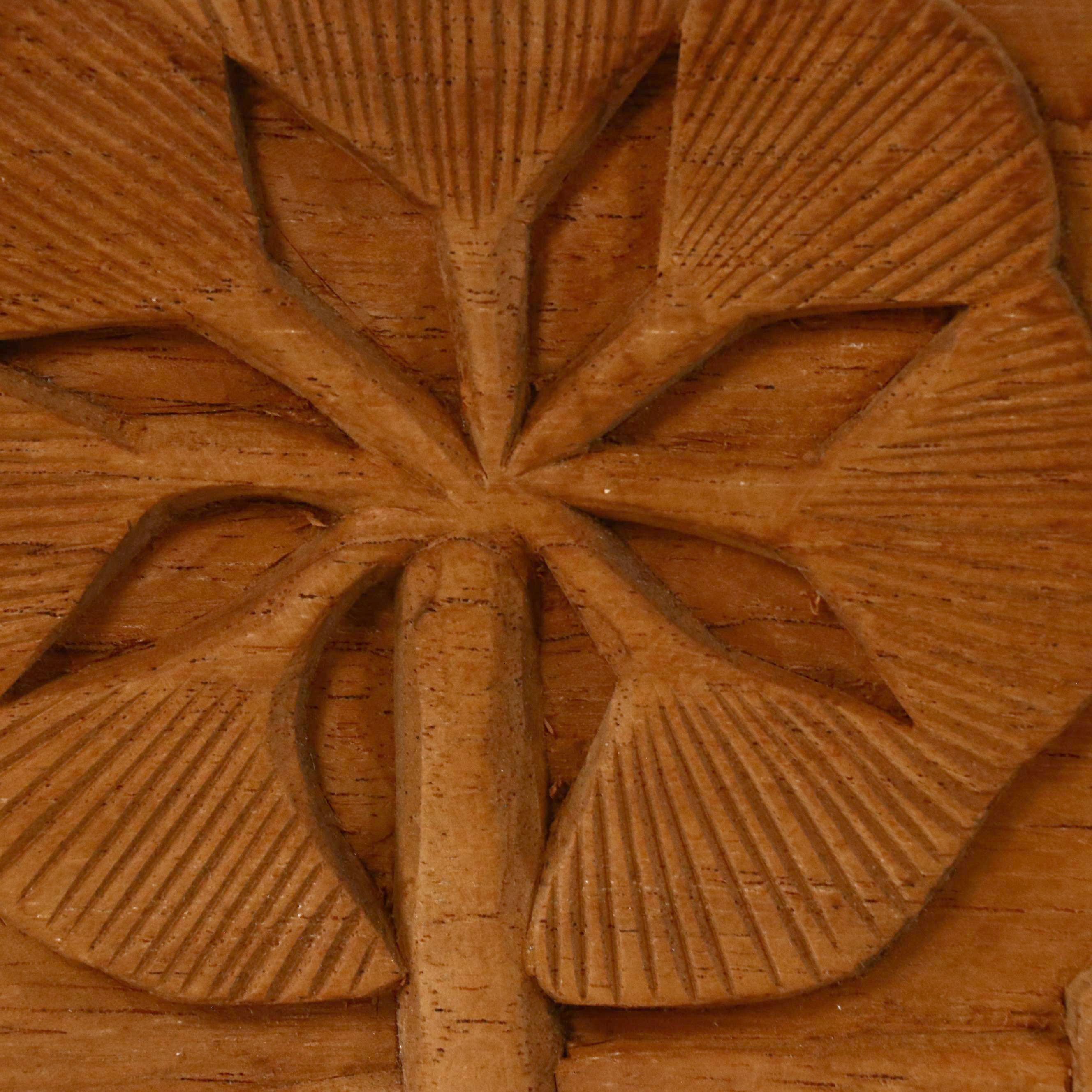 Large-Scale Hand Carved Wood Relief of Western Scene with Running Horses