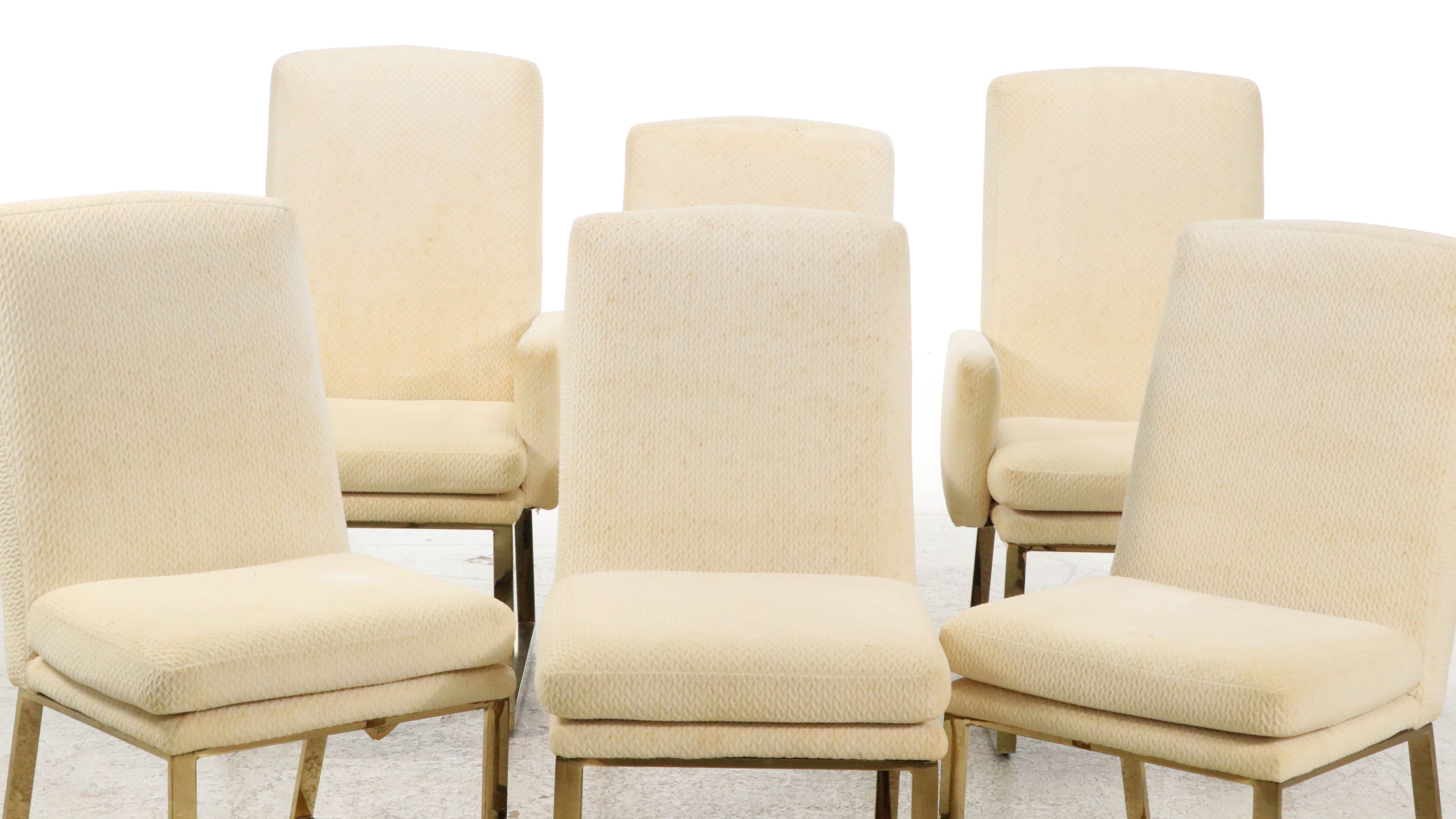 Six Thayer Coggin Dining Chairs on Brass Runner Base