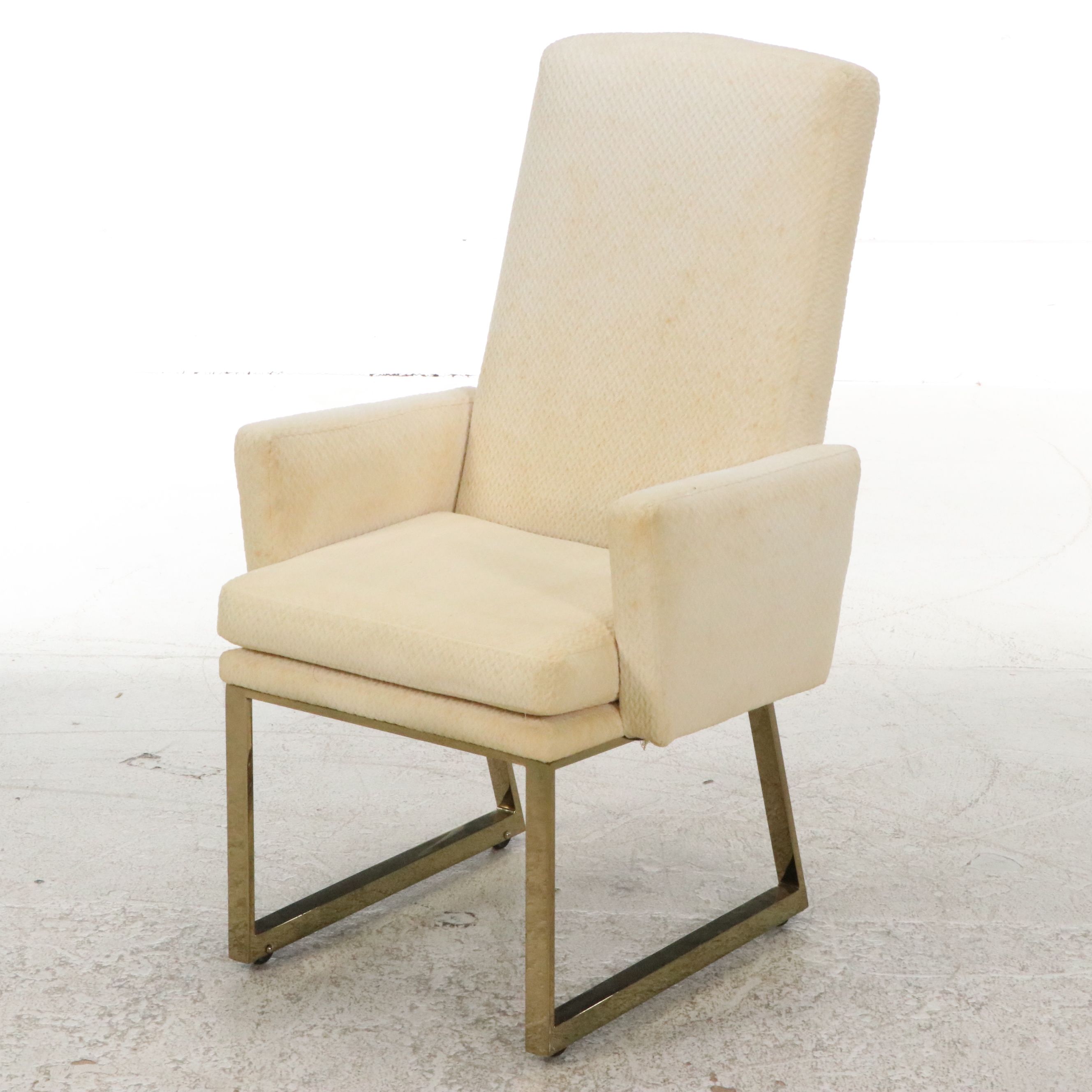 Six Thayer Coggin Dining Chairs on Brass Runner Base