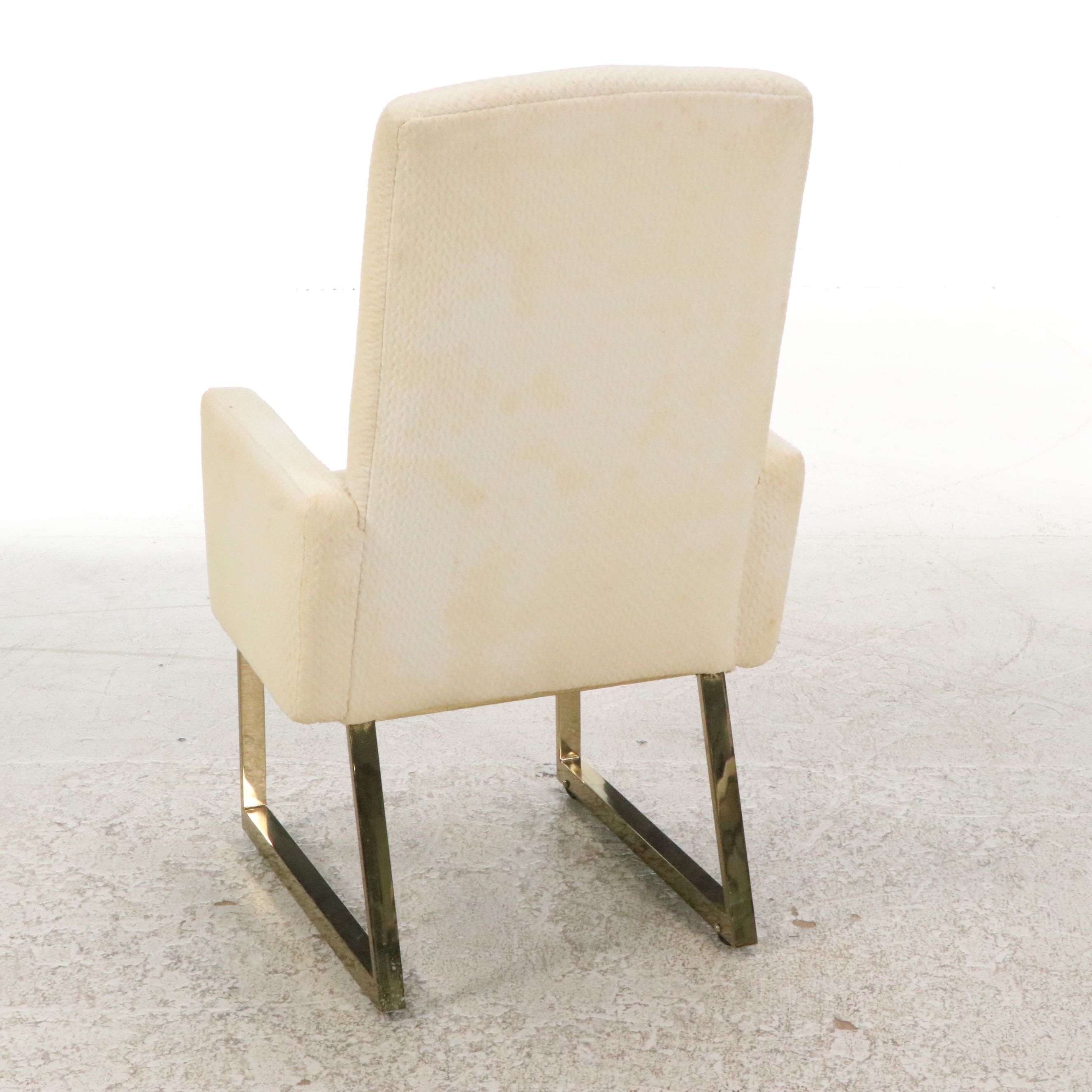 Six Thayer Coggin Dining Chairs on Brass Runner Base