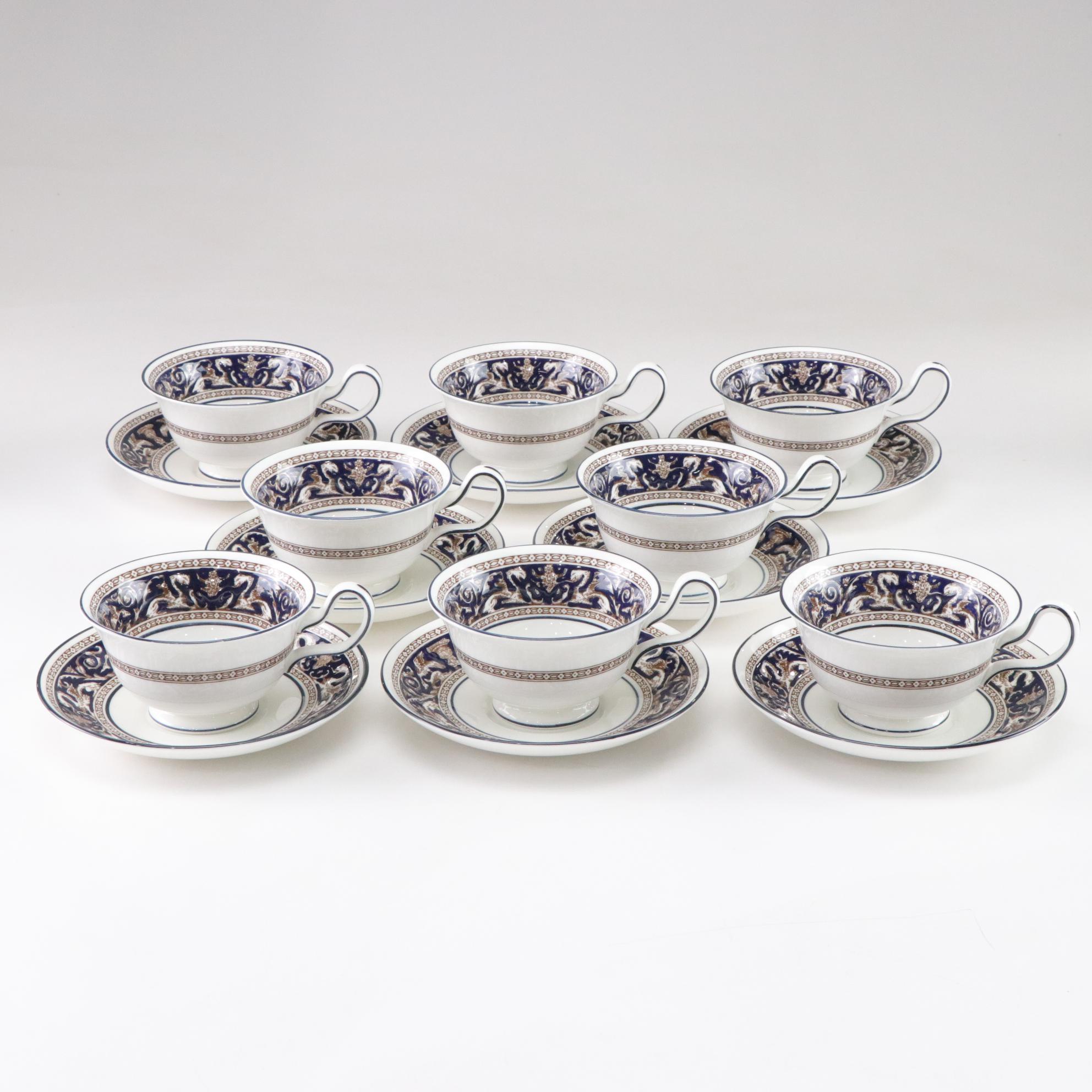 Wedgwood "Florentine" Dark Blue Bone China 3-Piece Place Setting for 8 Diners