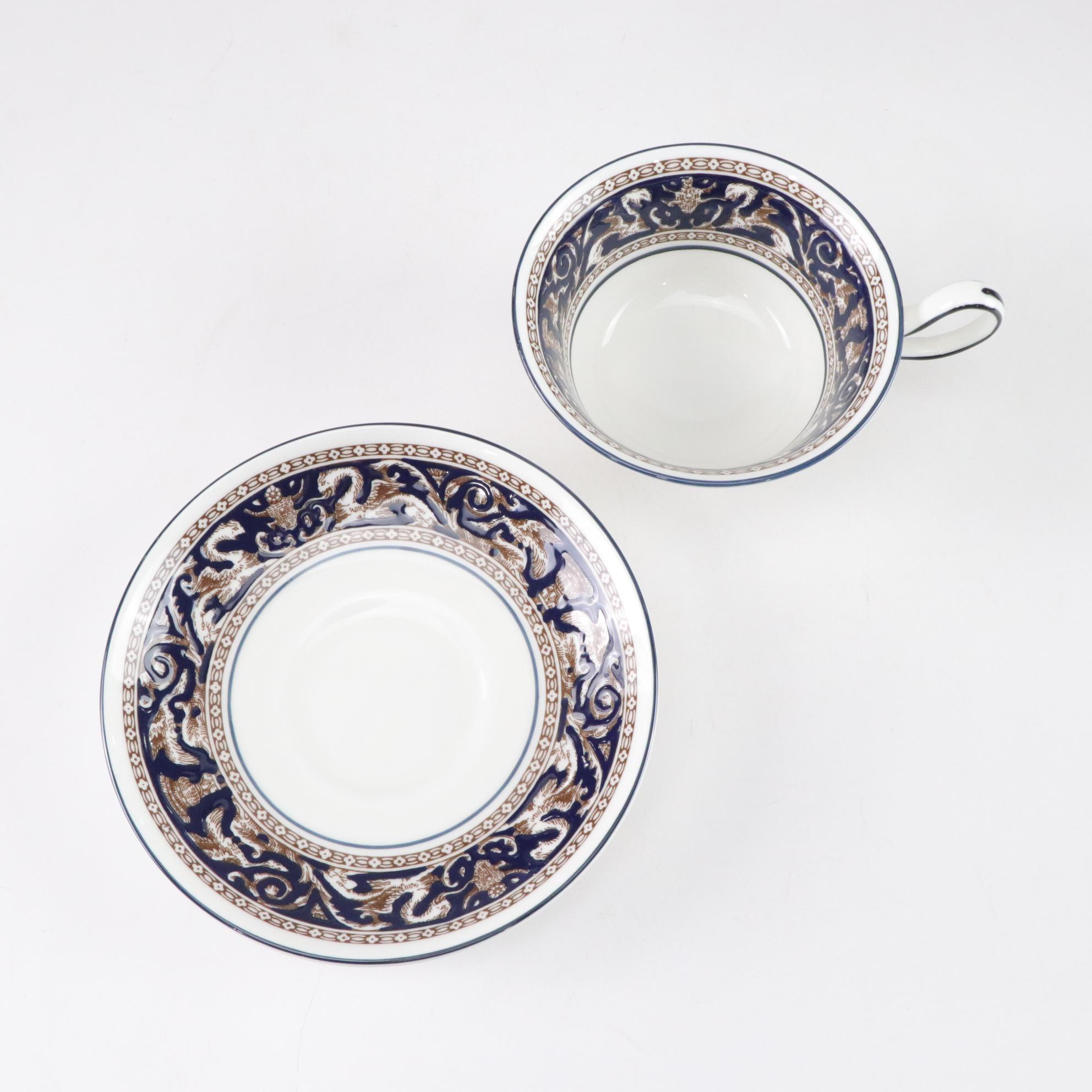 Wedgwood "Florentine" Dark Blue Bone China 3-Piece Place Setting for 8 Diners