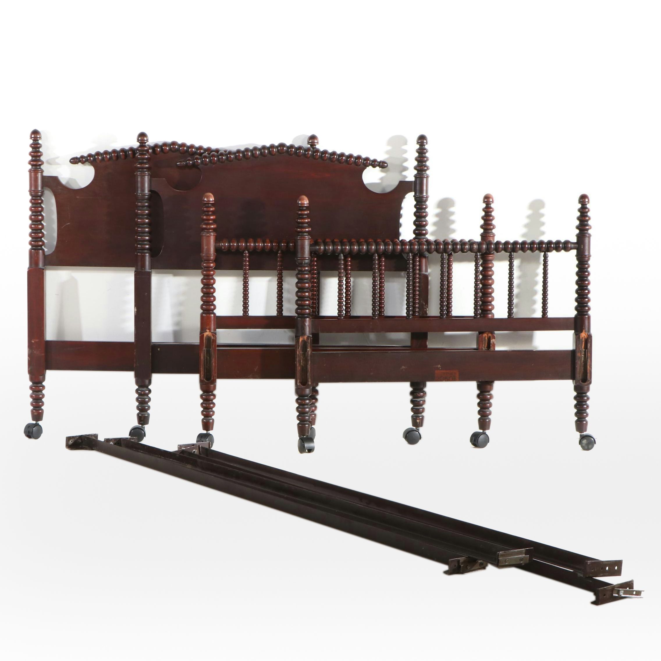 Pair of Jenny Lind Mahogany Finish Spool-Turned Twin Beds