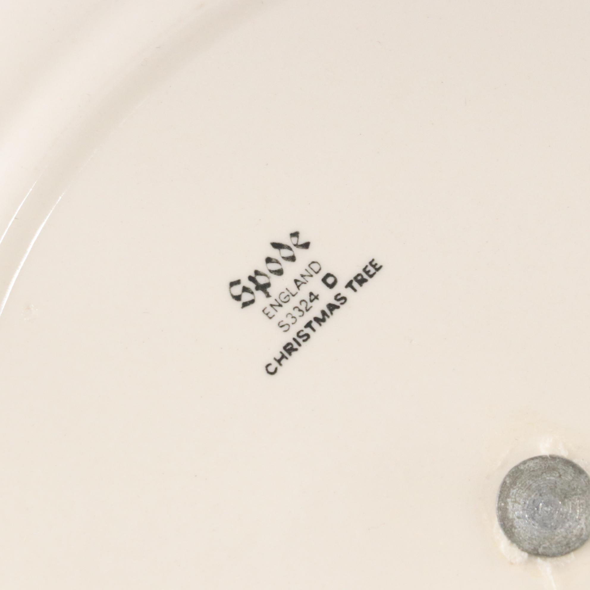 Lenox "Holiday" Candlesticks & Spode "Christmas Tree" Tidbit Tray