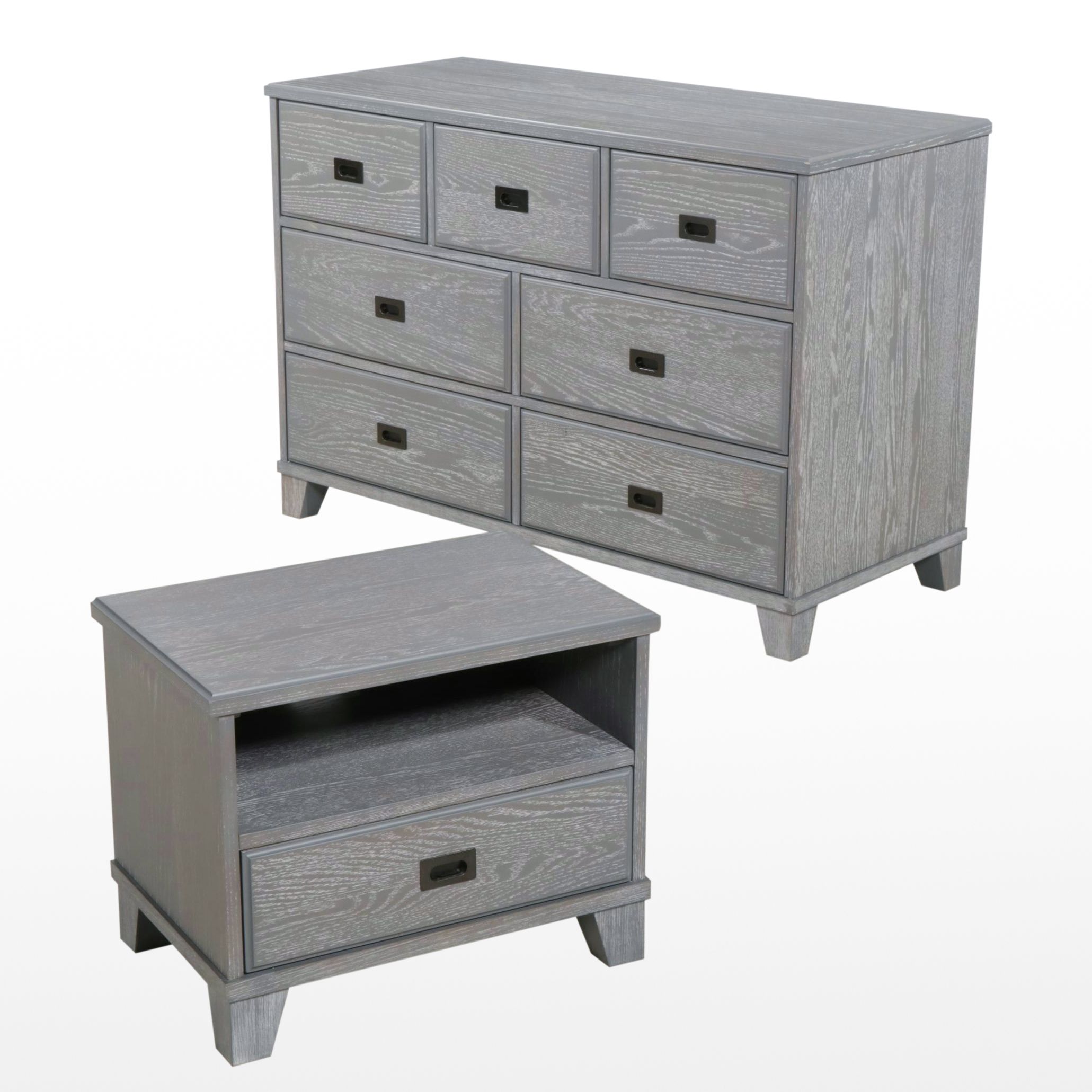 Pottery Barn "Finley" Smoked Charcoal Dresser and Nightstand, 2022