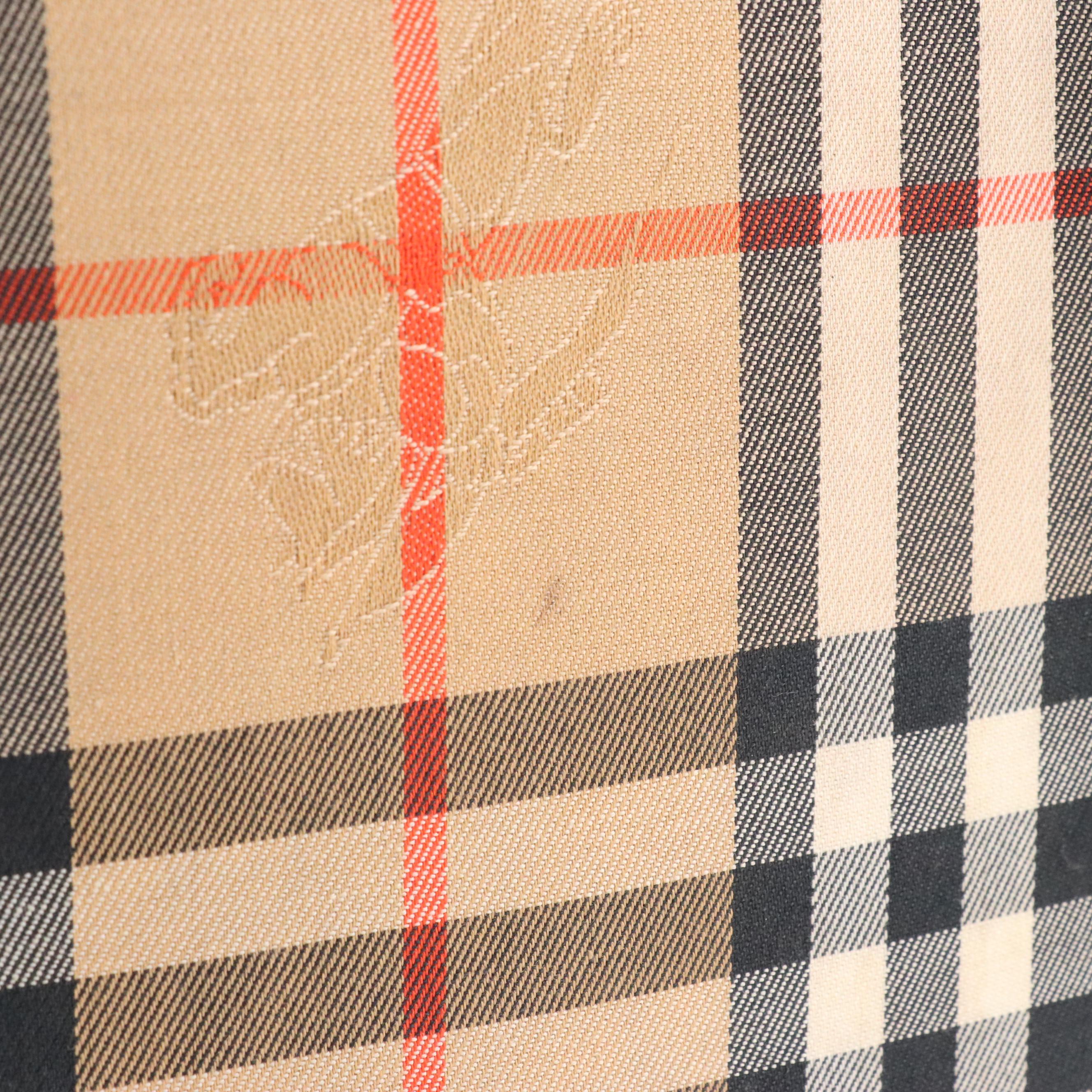 Burberrys Two-Way Briefcase in Haymarket Check Canvas and Textured Leather Trim