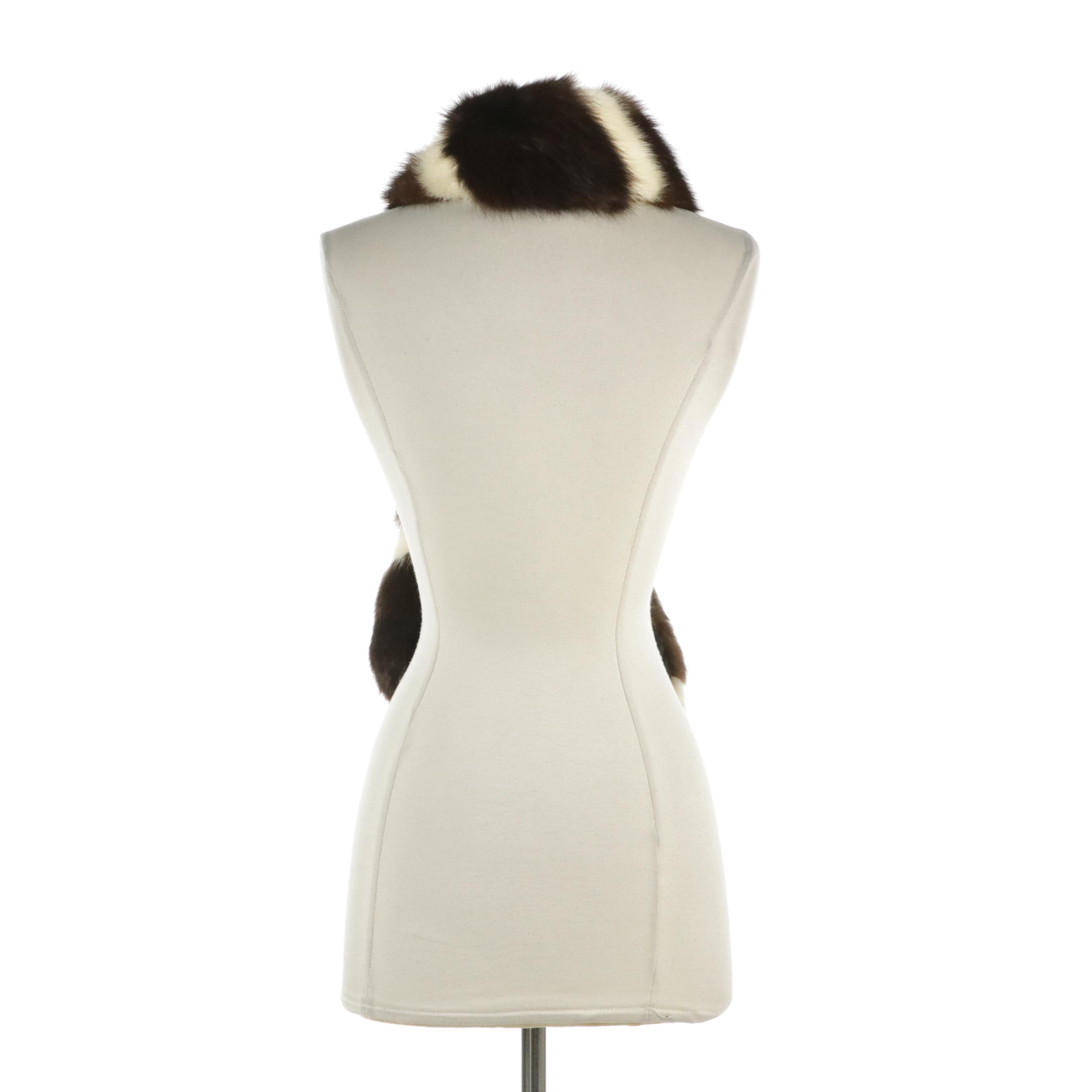 Stripe Pattern Fox Fur Loop Scarf from Jacques Ferber Furs