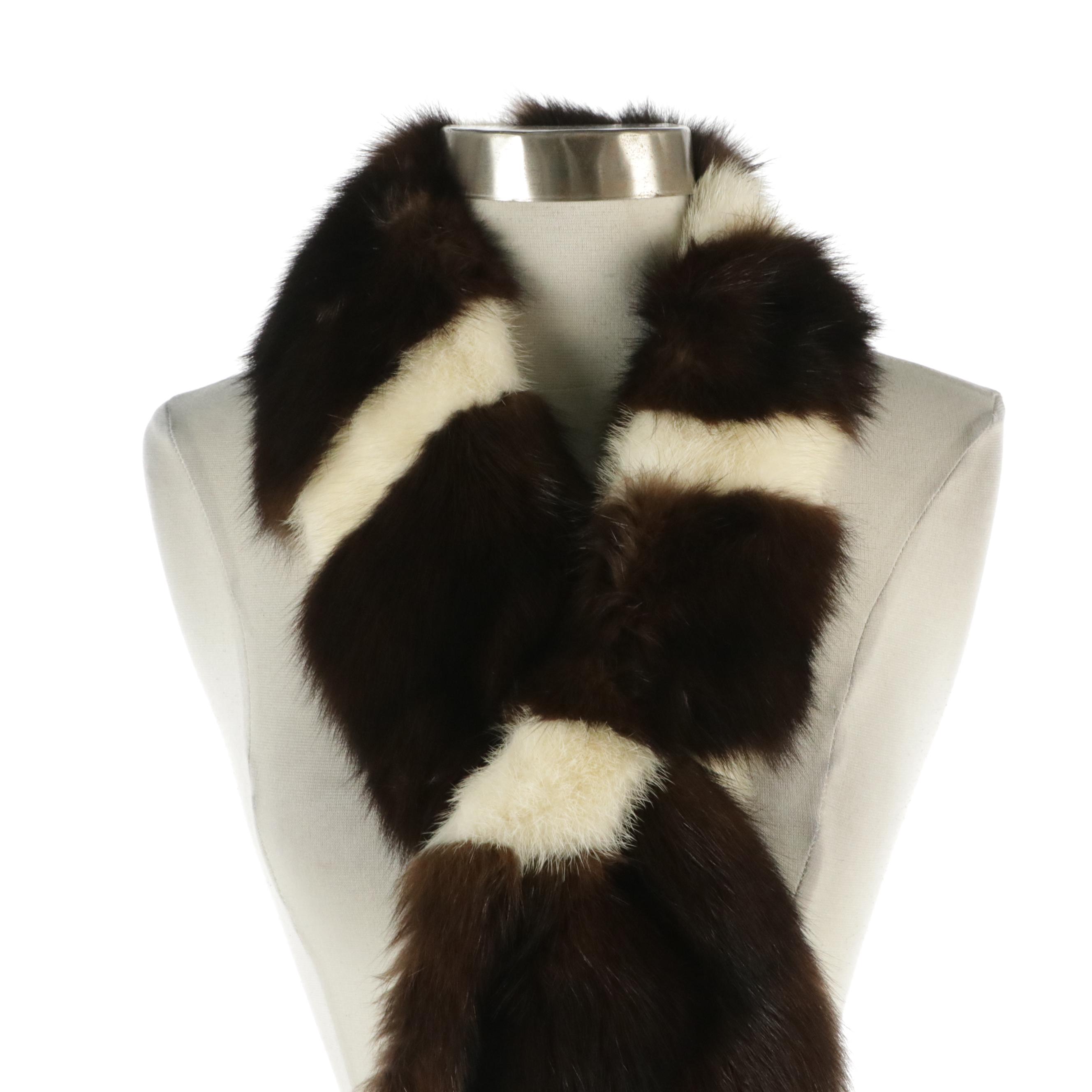 Stripe Pattern Fox Fur Loop Scarf from Jacques Ferber Furs