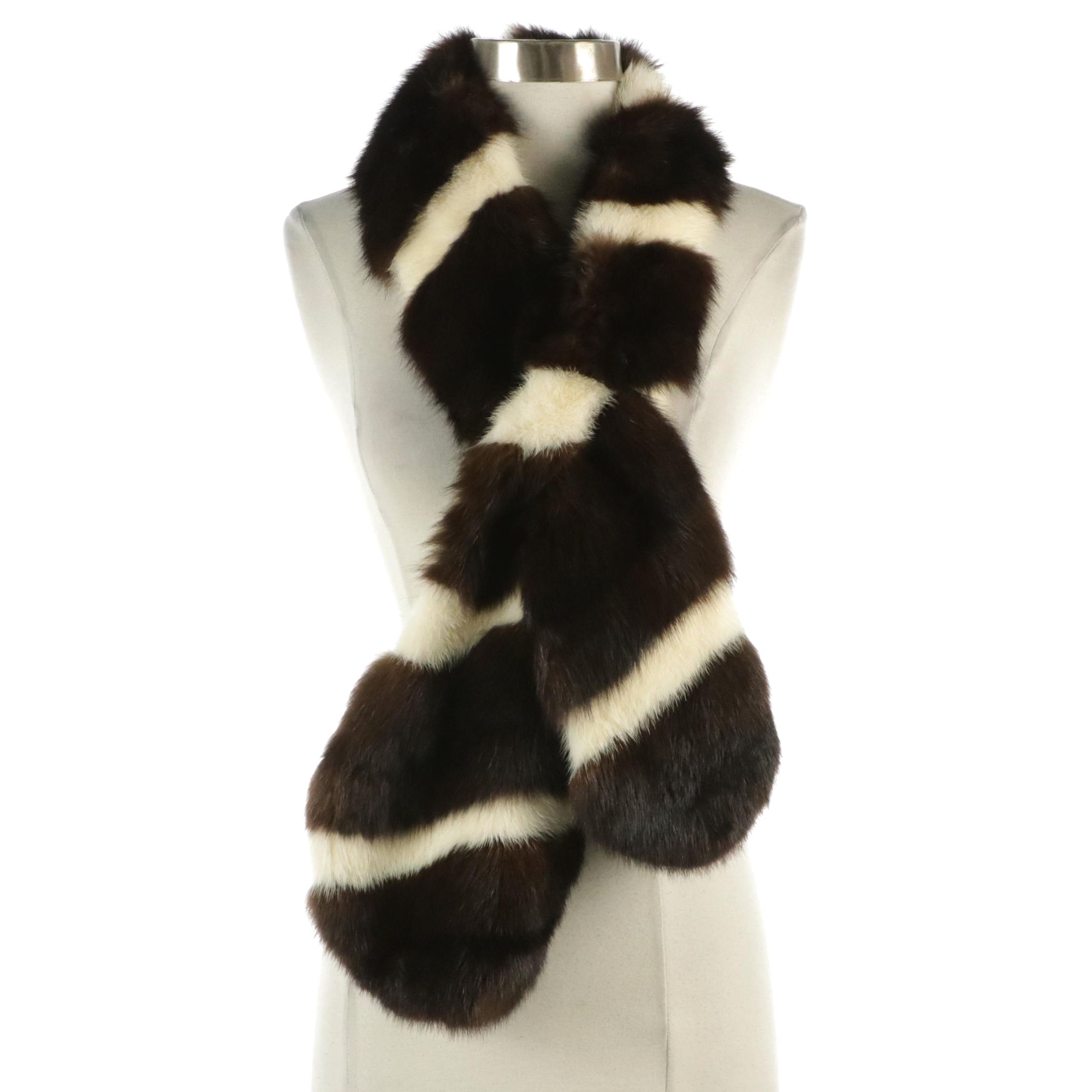 Stripe Pattern Fox Fur Loop Scarf from Jacques Ferber Furs