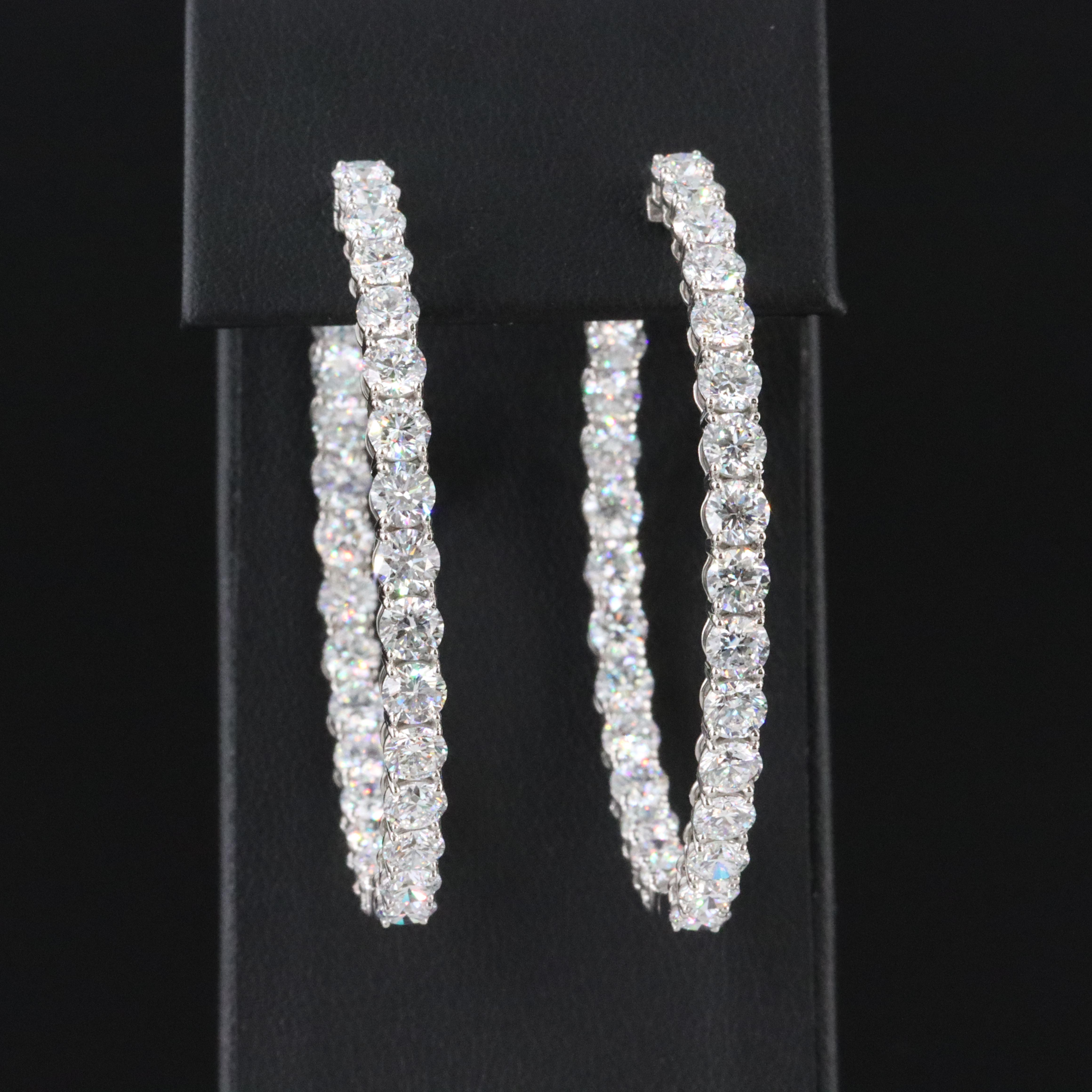 Platinum 13.70 CTW Lab Grown Diamond Inside Out Hoop Earrings