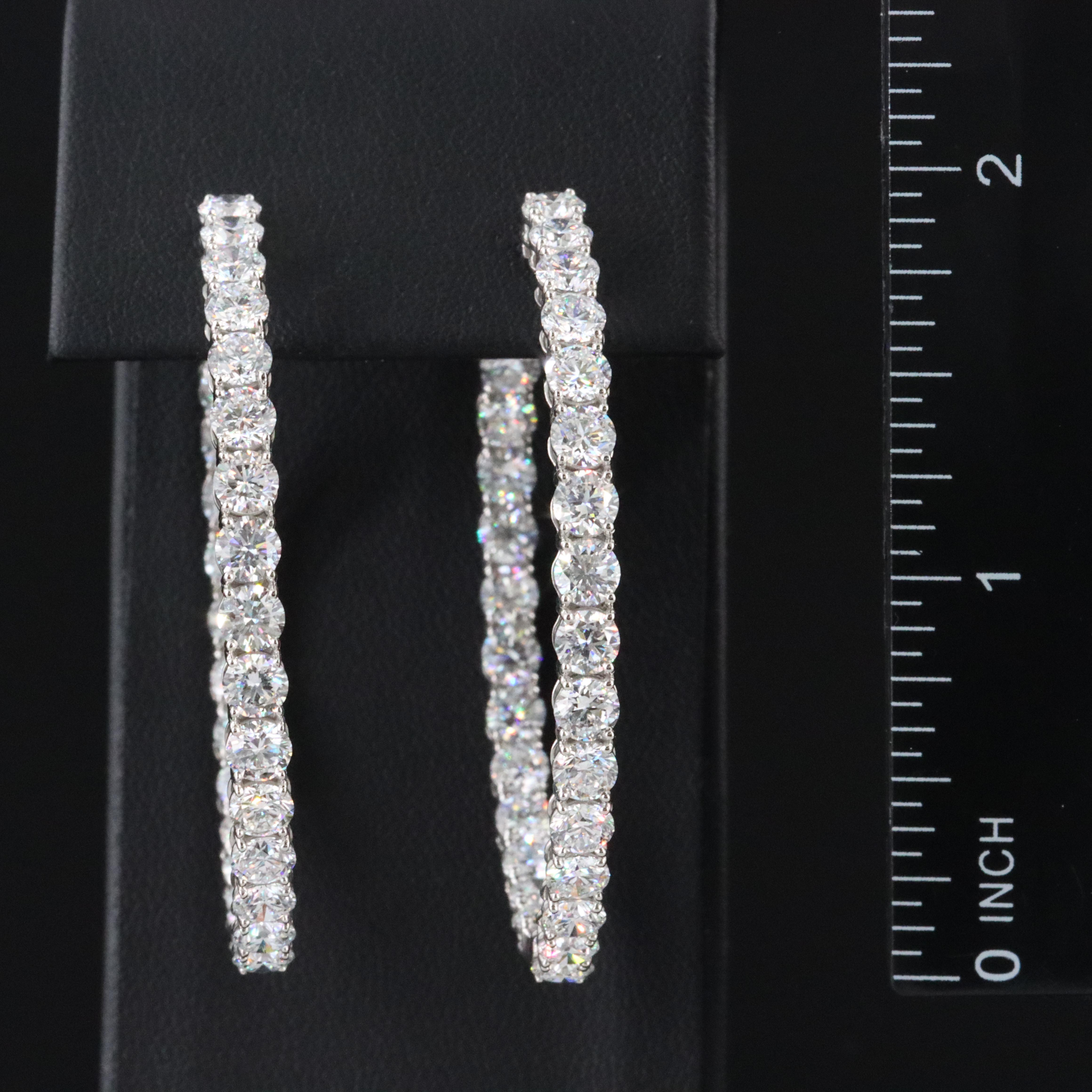 Platinum 13.70 CTW Lab Grown Diamond Inside Out Hoop Earrings