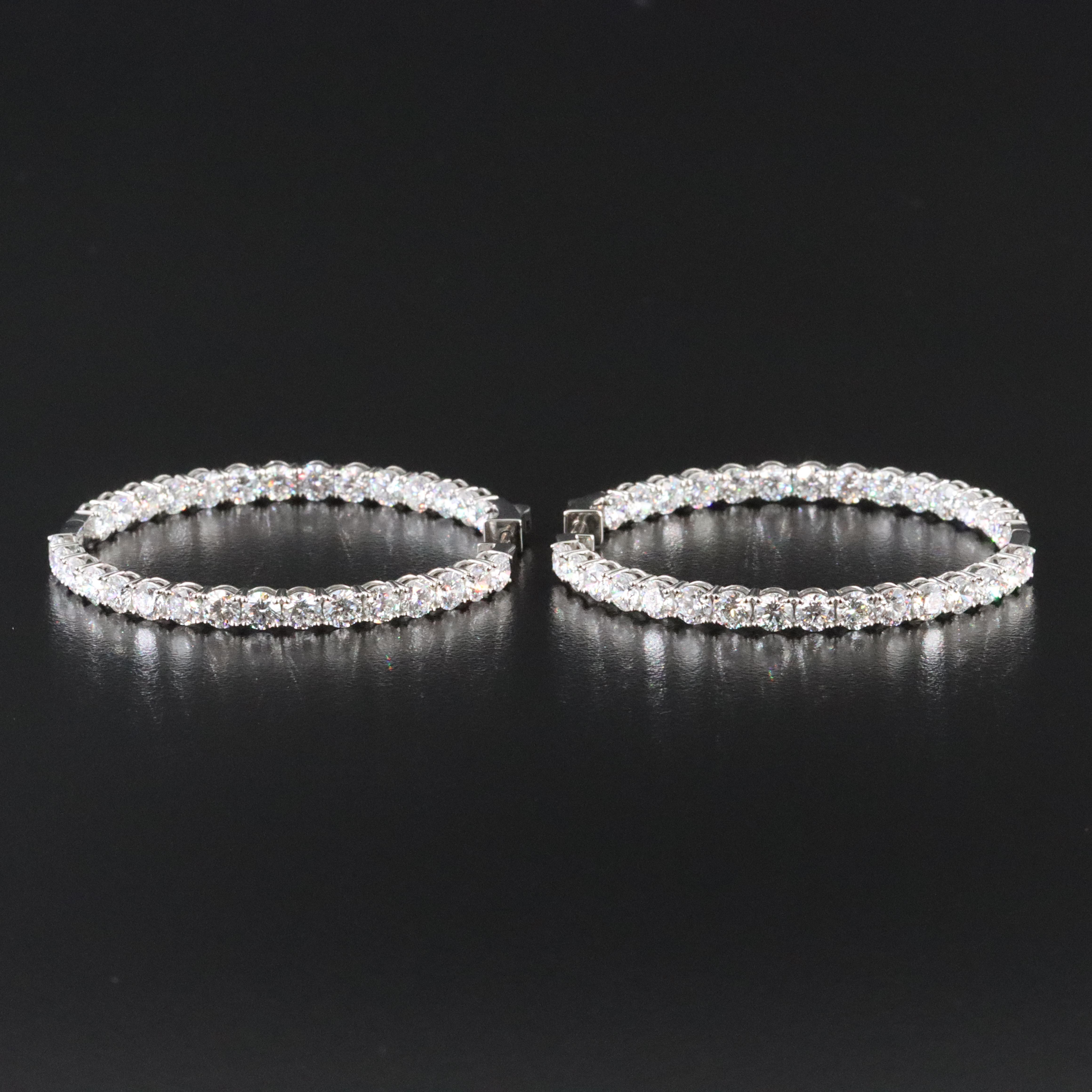 Platinum 13.70 CTW Lab Grown Diamond Inside Out Hoop Earrings