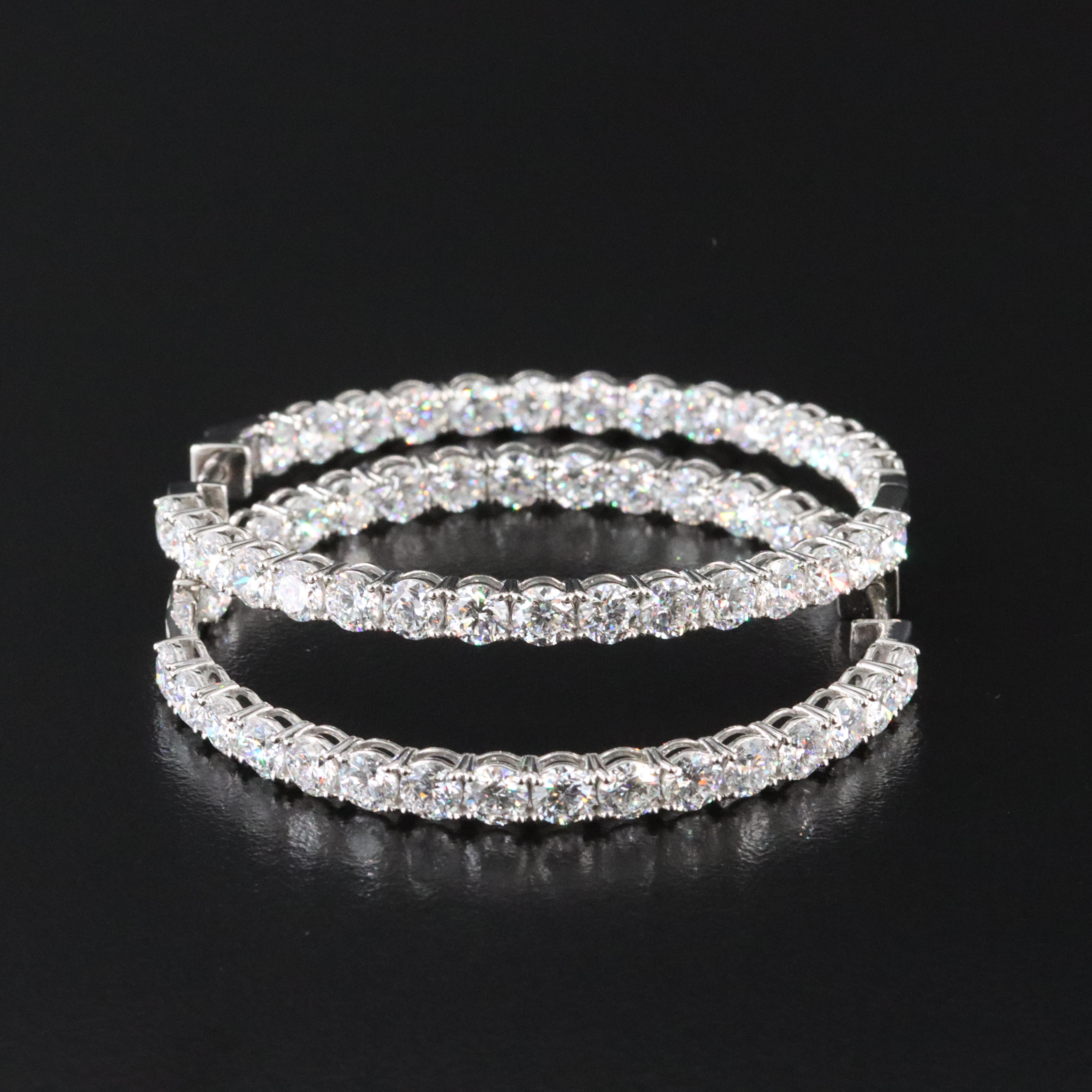 Platinum 13.70 CTW Lab Grown Diamond Inside Out Hoop Earrings