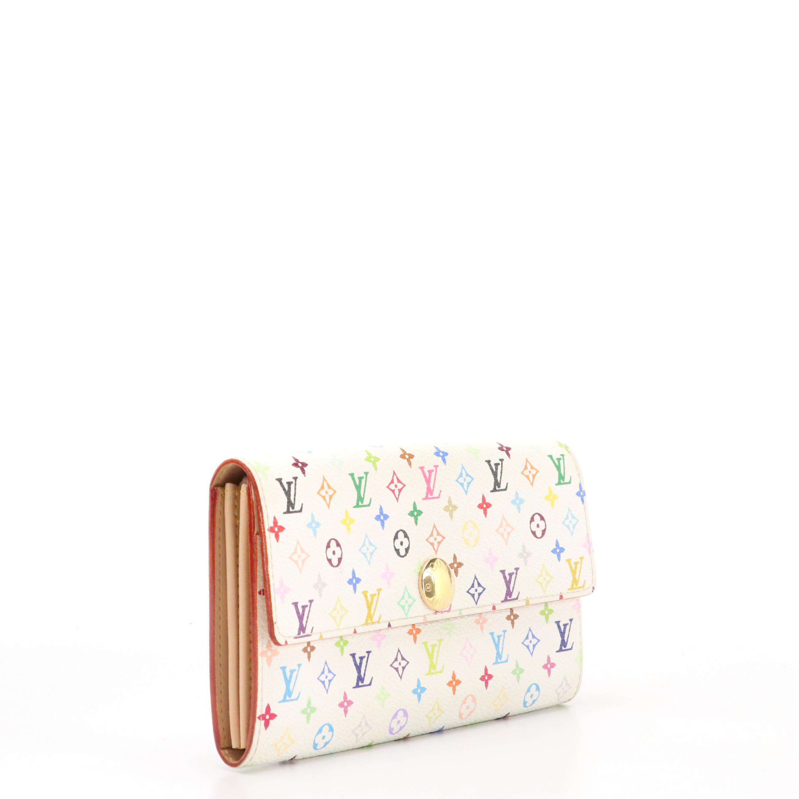Louis Vuitton Sarah Wallet in White Monogram Multicolore Canvas