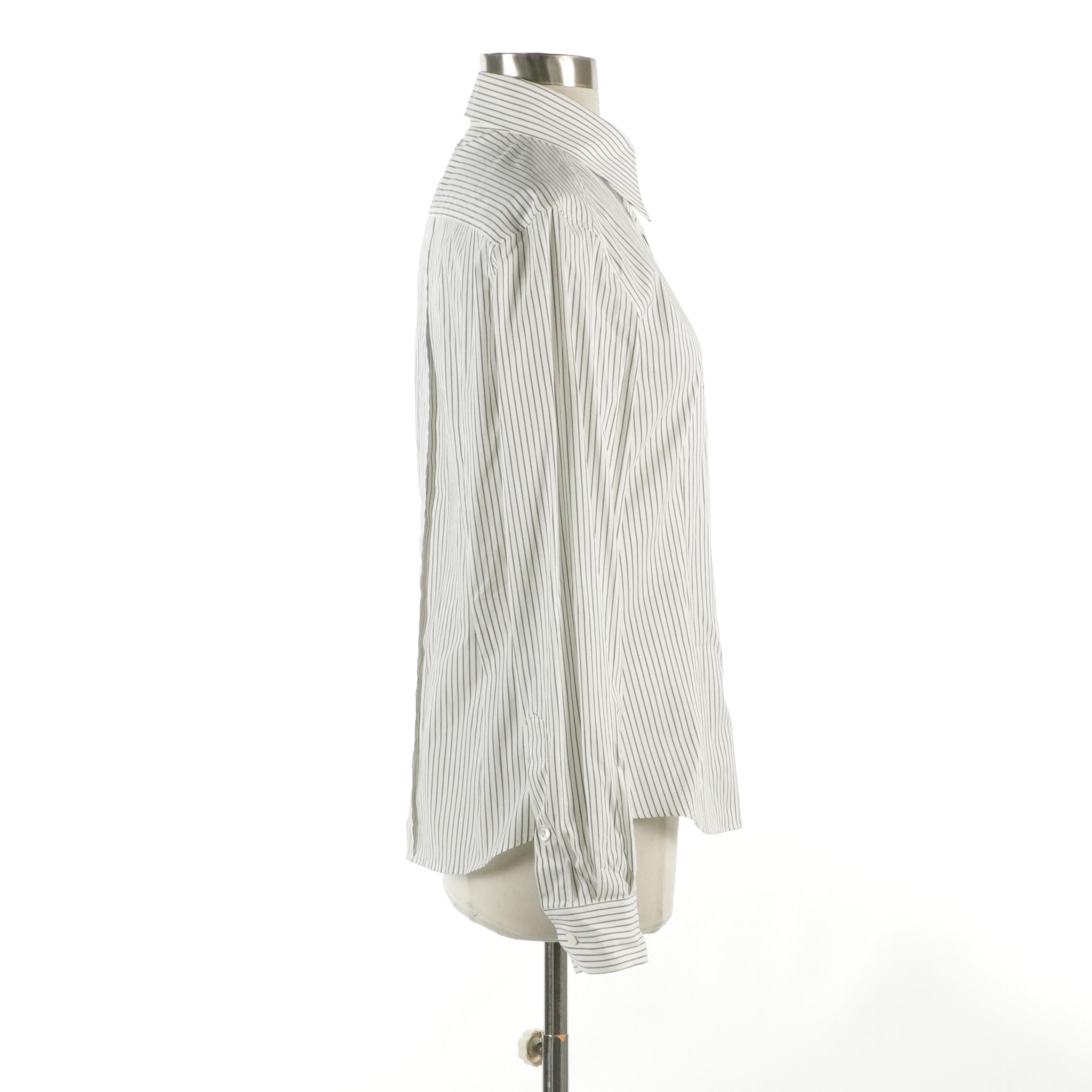 Dolce & Gabbana Long Sleeve Button-Down Top in Striped Cotton