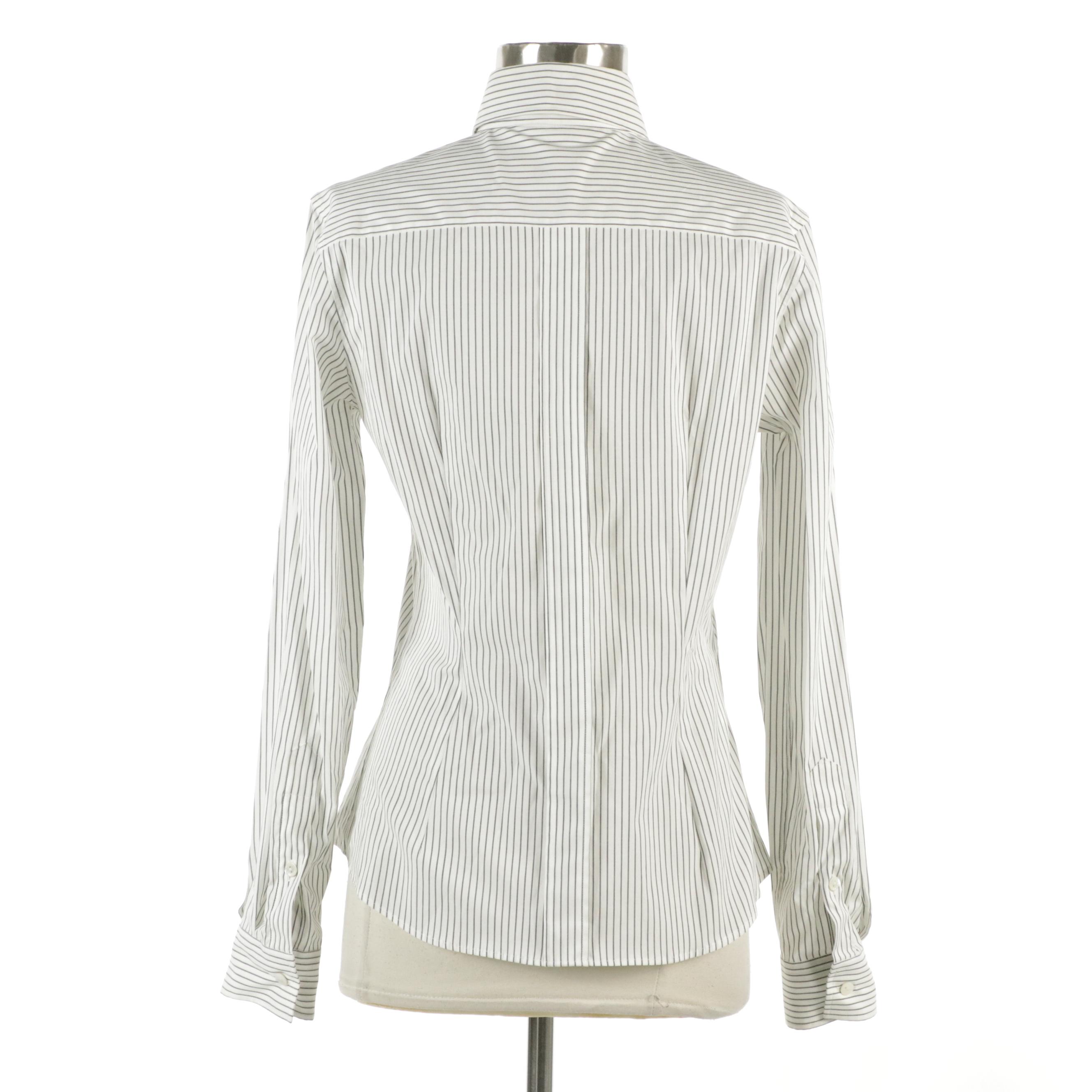 Dolce & Gabbana Long Sleeve Button-Down Top in Striped Cotton