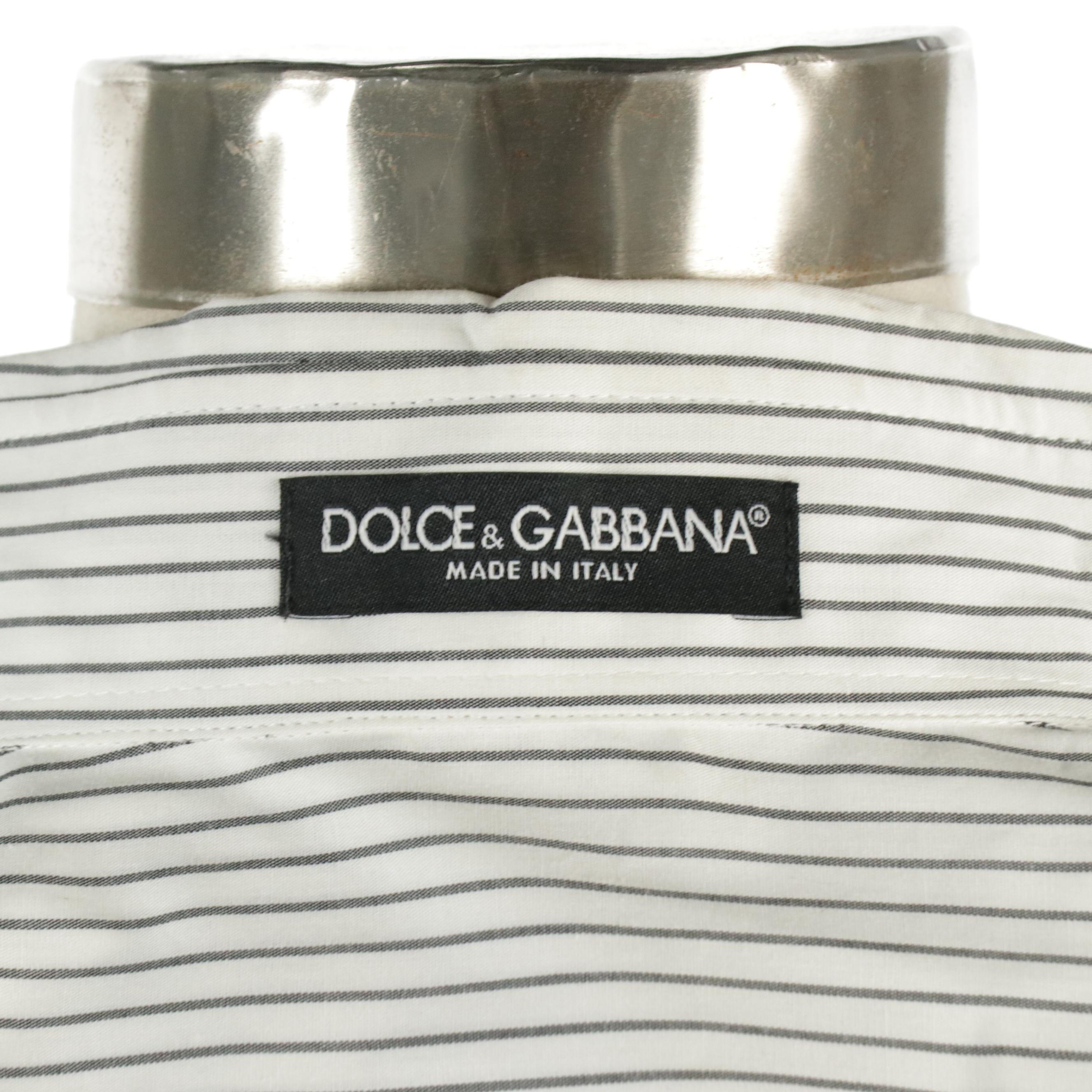 Dolce & Gabbana Long Sleeve Button-Down Top in Striped Cotton
