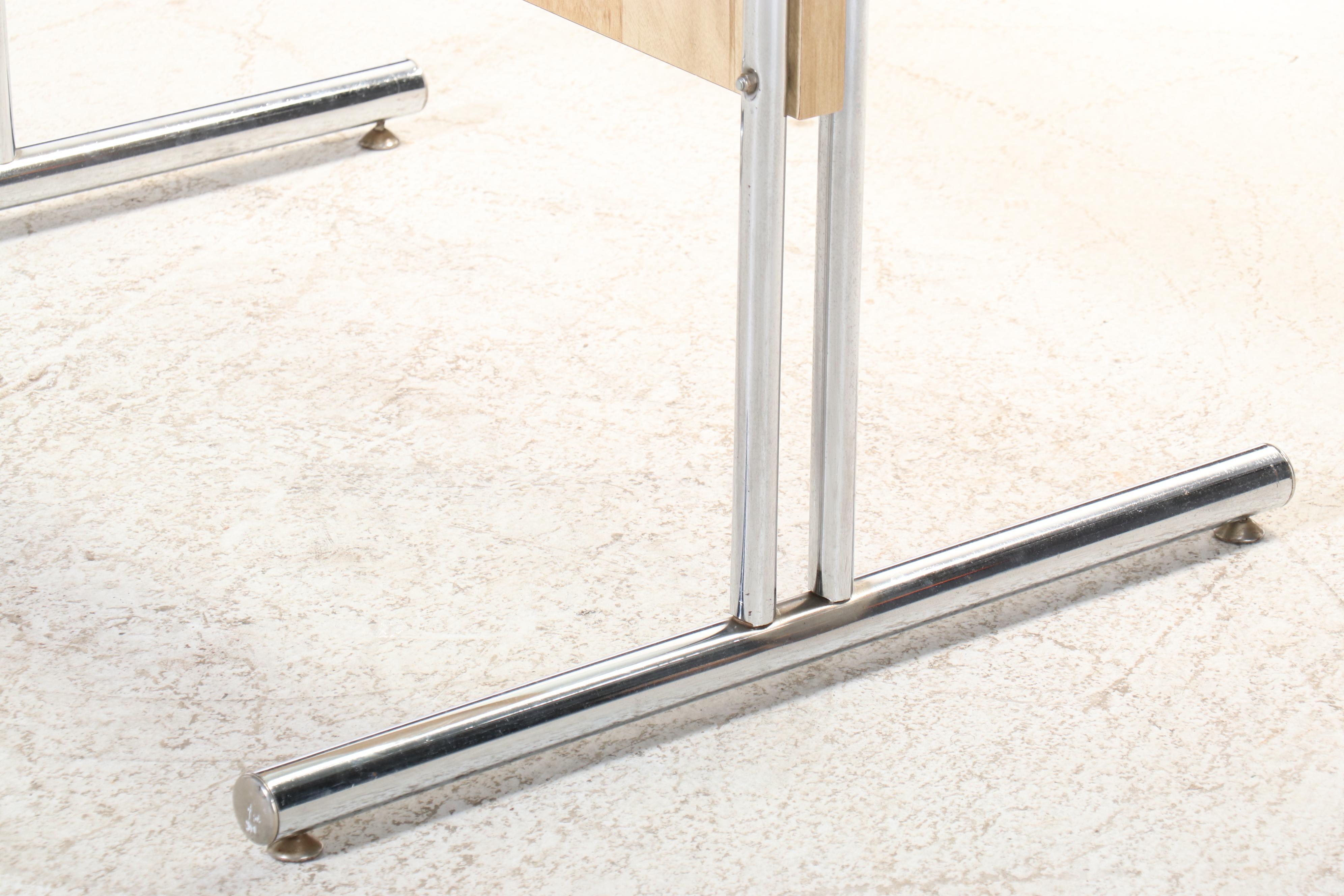 Glass Top Chrome Dining Table w/ Six Cantilever Chairs, Manner of Marcel Breuer