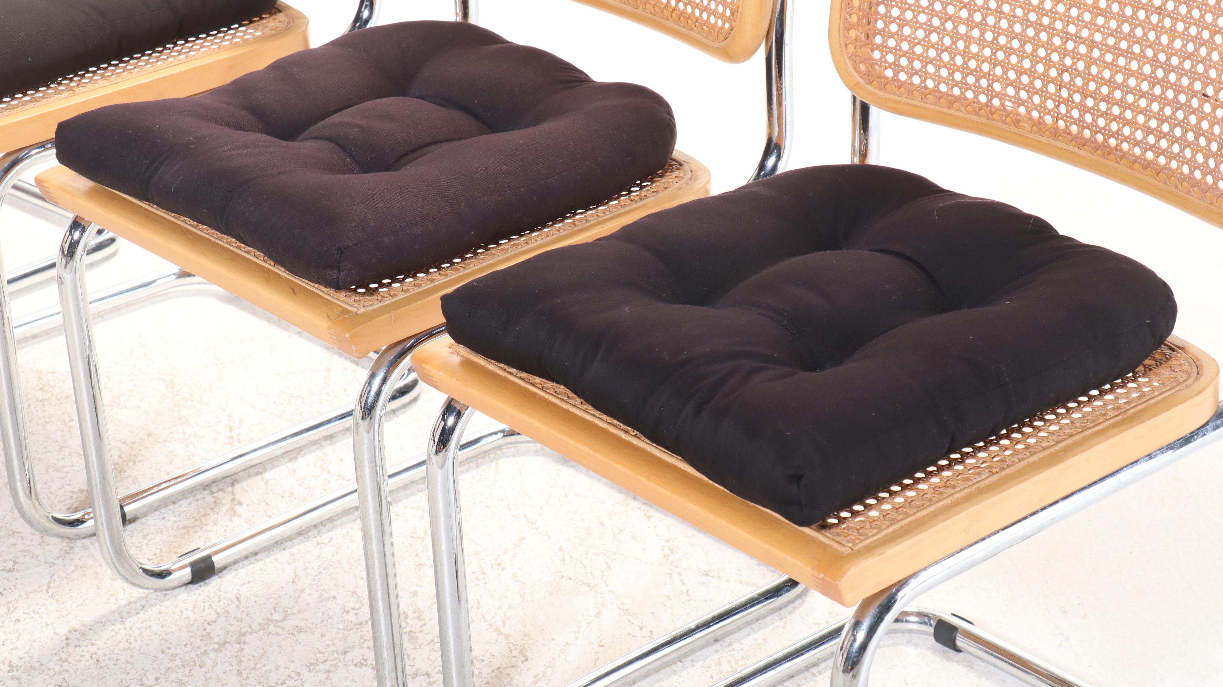 Glass Top Chrome Dining Table w/ Six Cantilever Chairs, Manner of Marcel Breuer