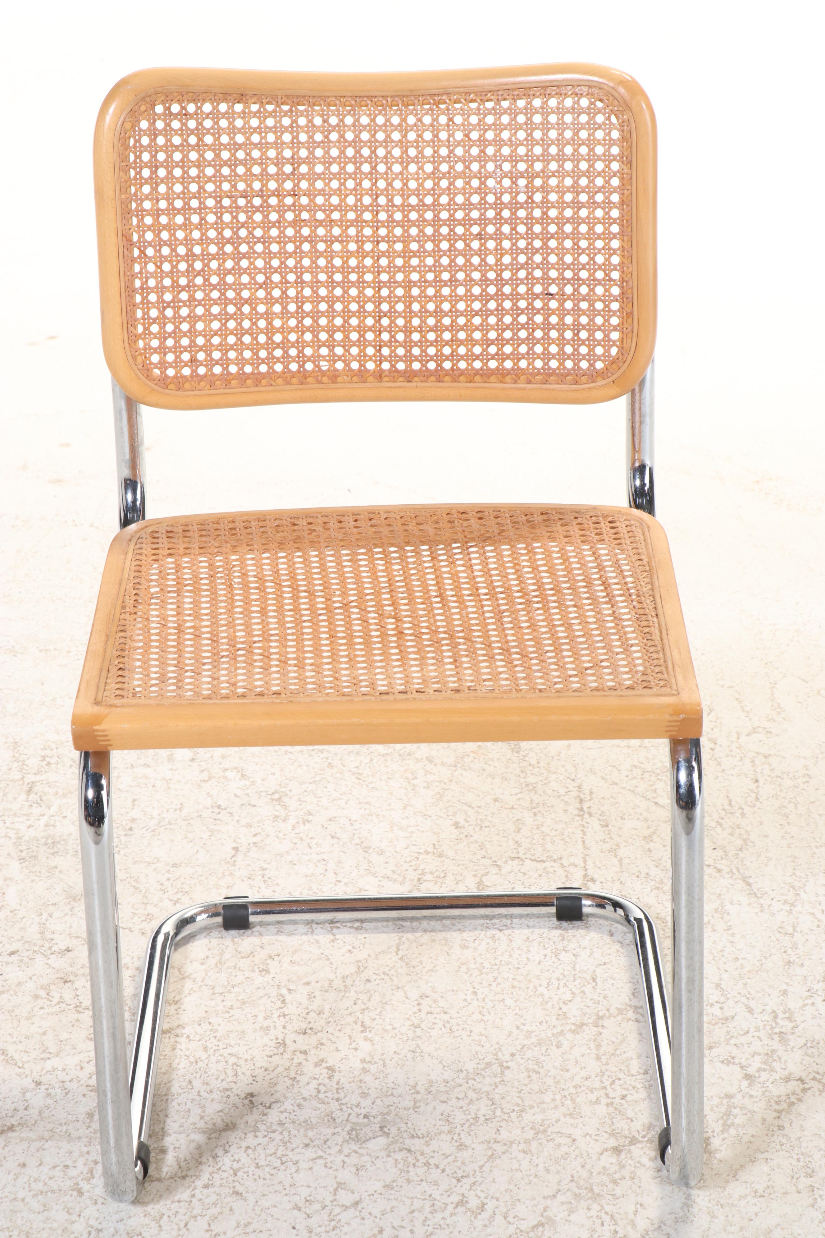 Glass Top Chrome Dining Table w/ Six Cantilever Chairs, Manner of Marcel Breuer