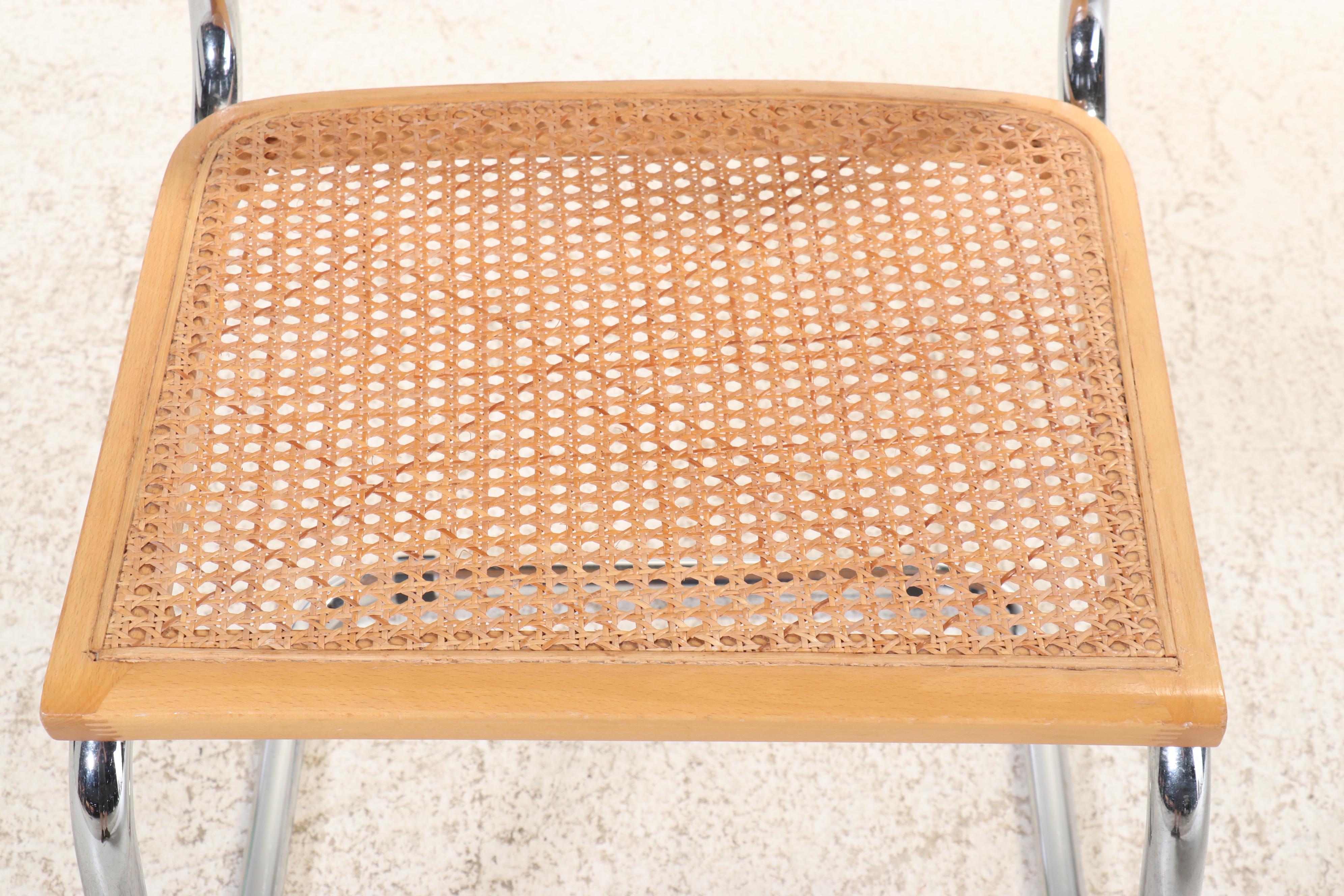 Glass Top Chrome Dining Table w/ Six Cantilever Chairs, Manner of Marcel Breuer