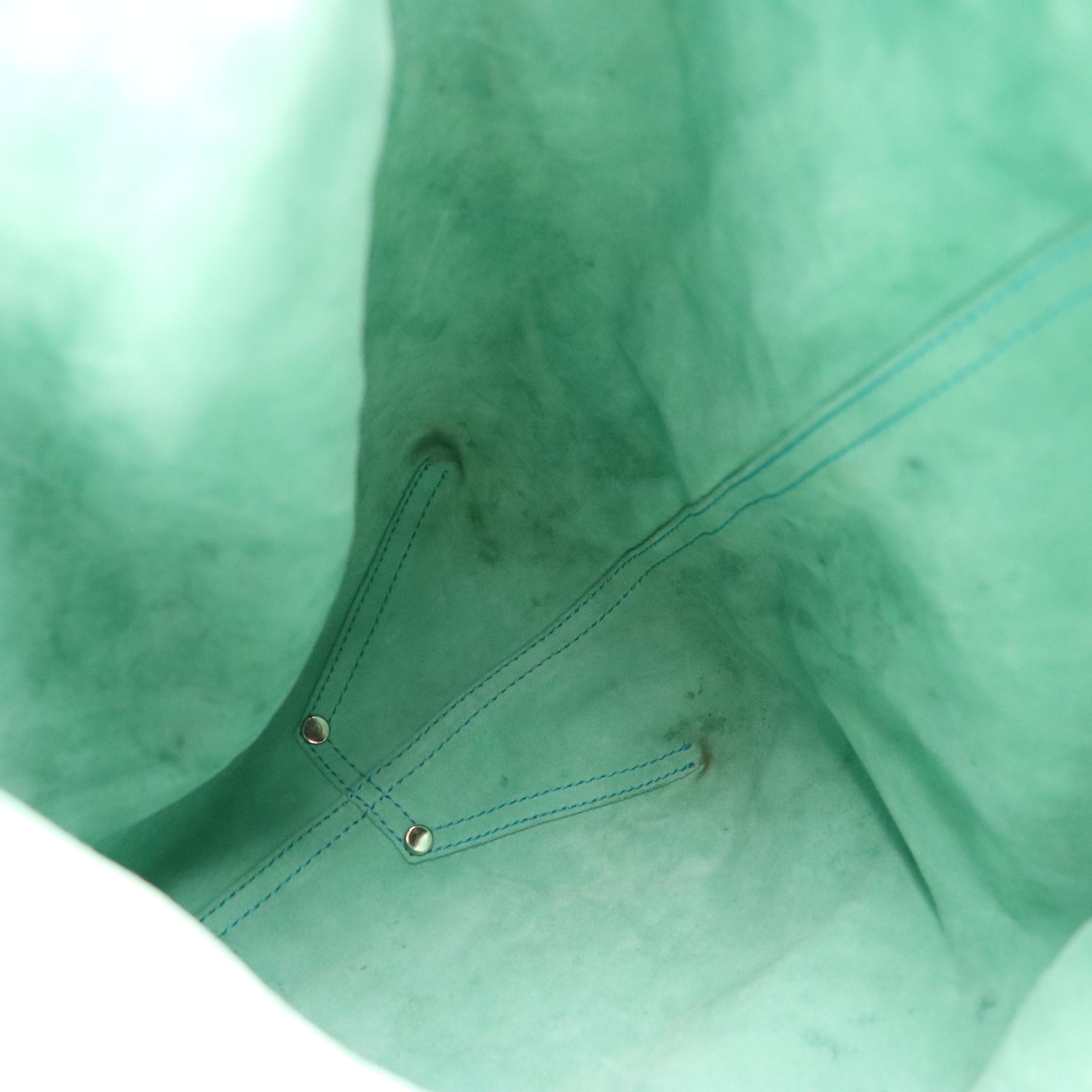 Tiffany & Co. Large Reversible Tote in Metallic Silver and Teal Leather