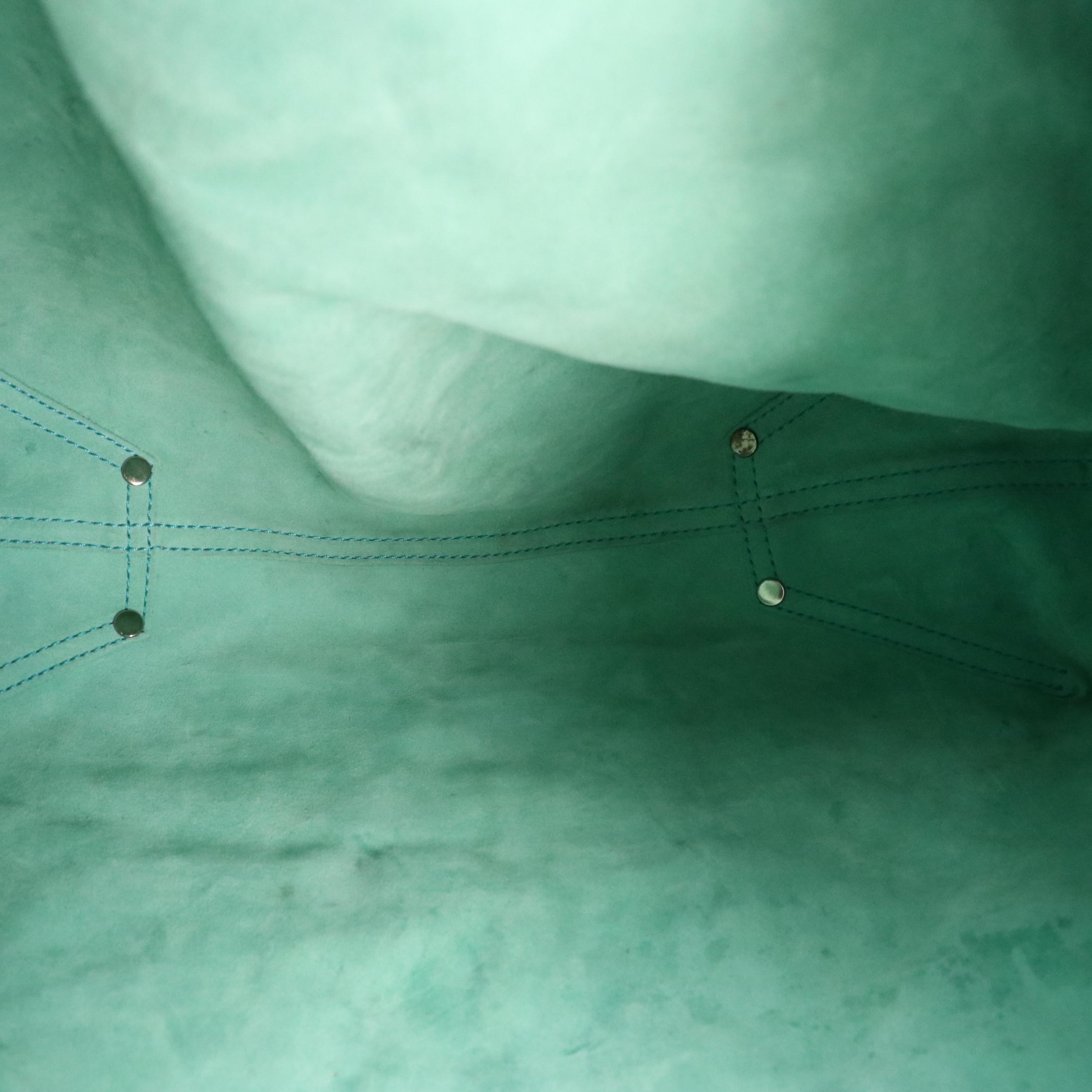 Tiffany & Co. Large Reversible Tote in Metallic Silver and Teal Leather