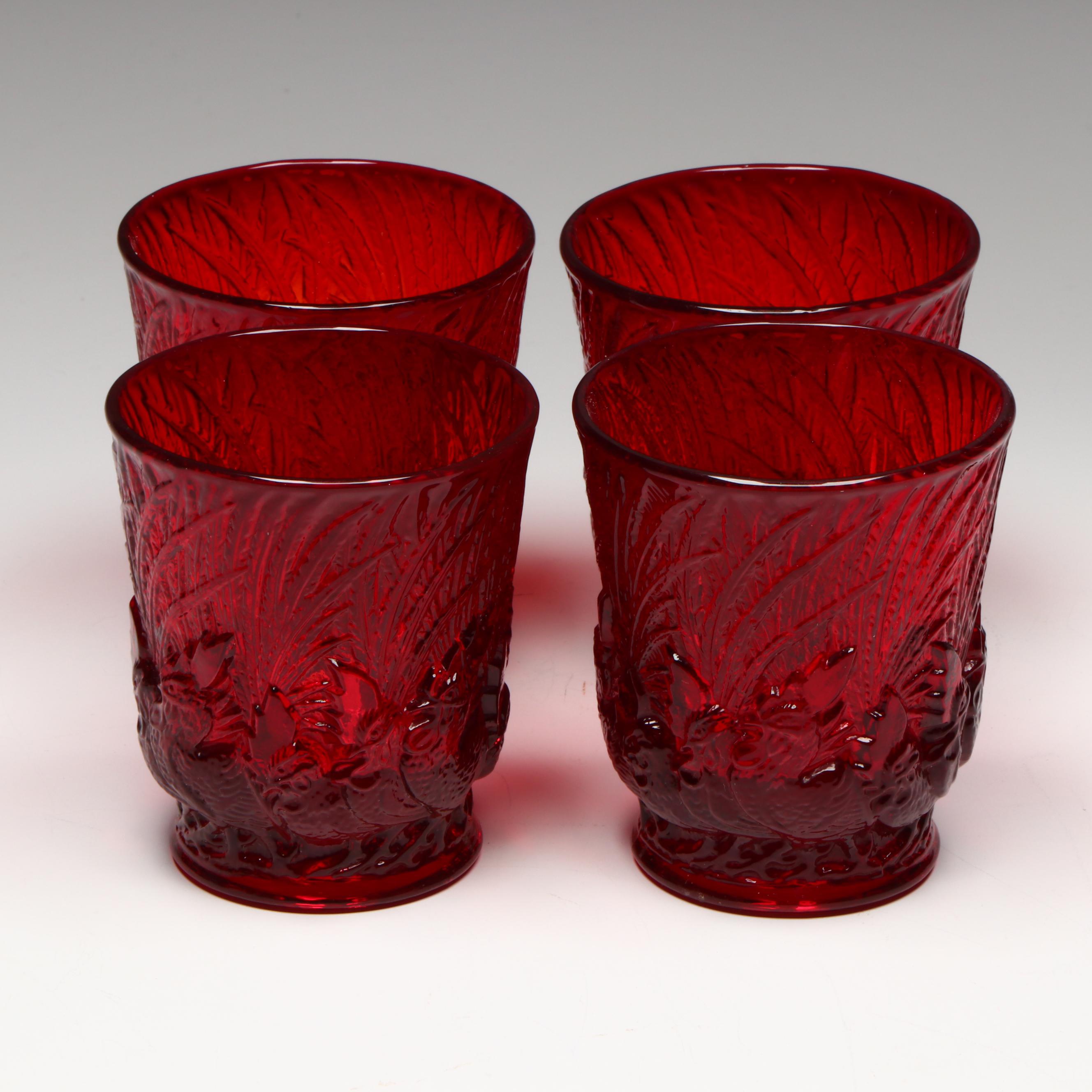 Duncan & Miller "Chanticleer Ruby" Glass Footed Tumblers