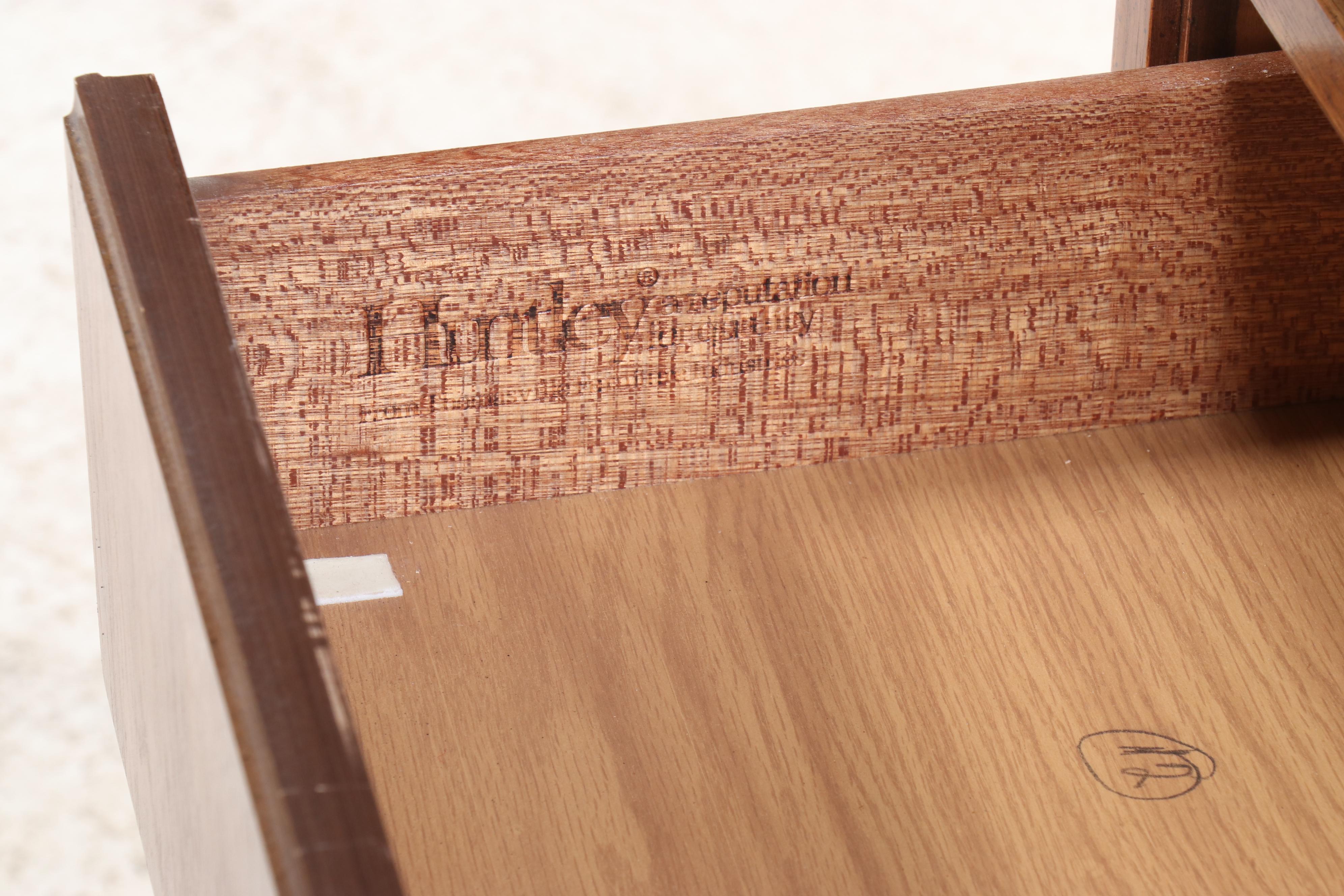 Pair of Huntley Campaign Style Pecan Veneer Cabinets