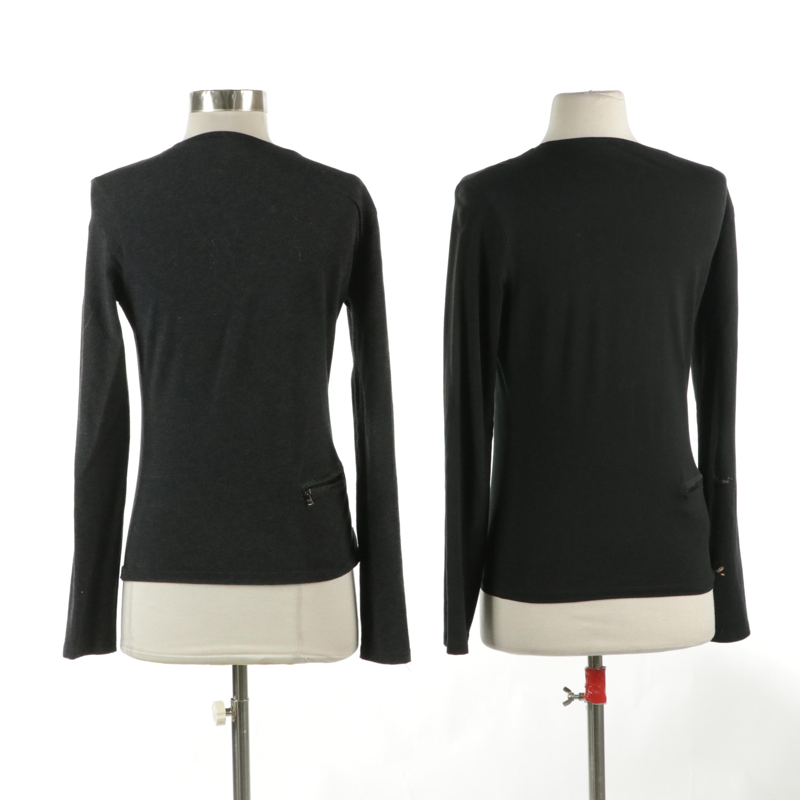 Prada Sport Cotton Blend Long Sleeve Tops with Zip Pocket Details
