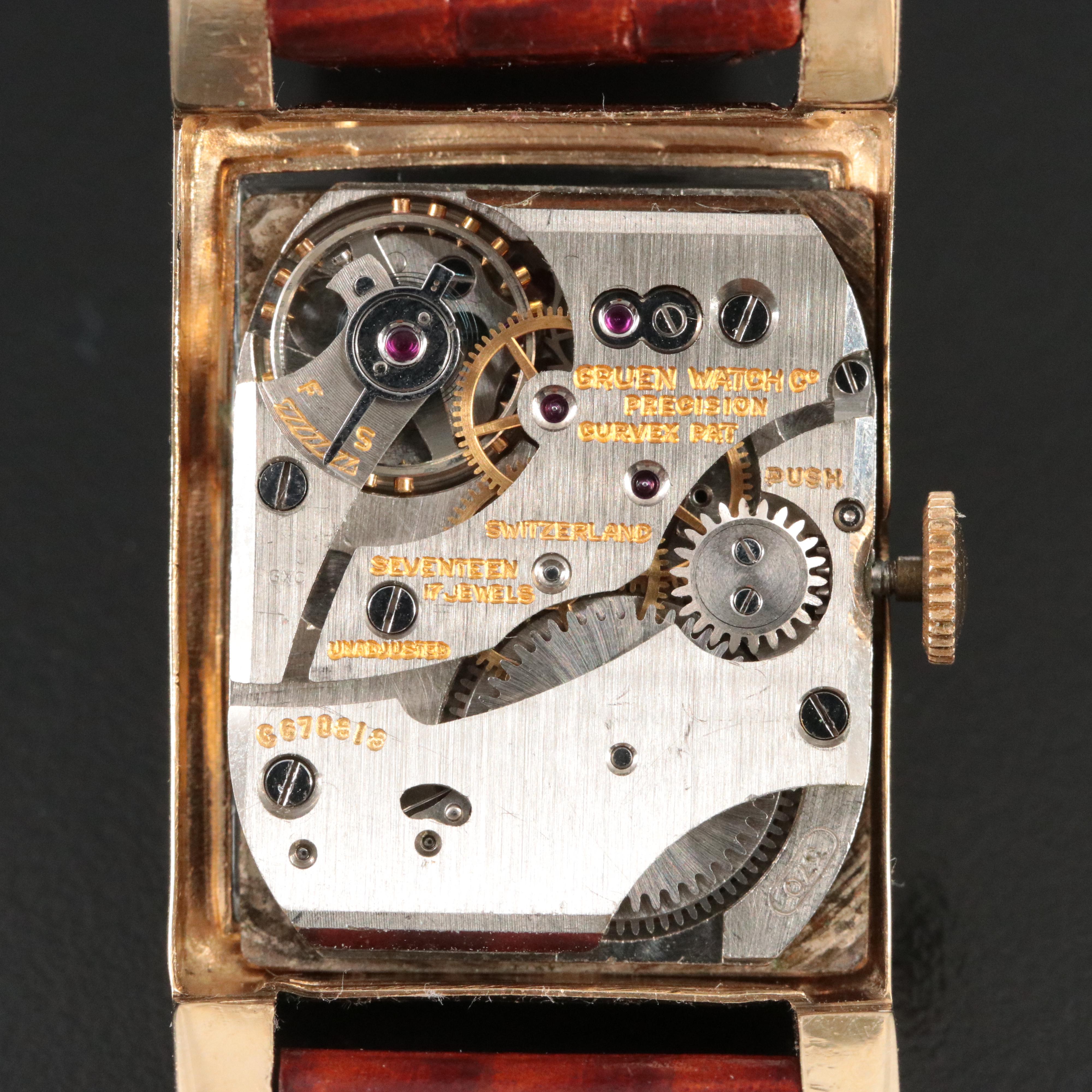 Vintage 14K Gruen Curvex Diamond Watch