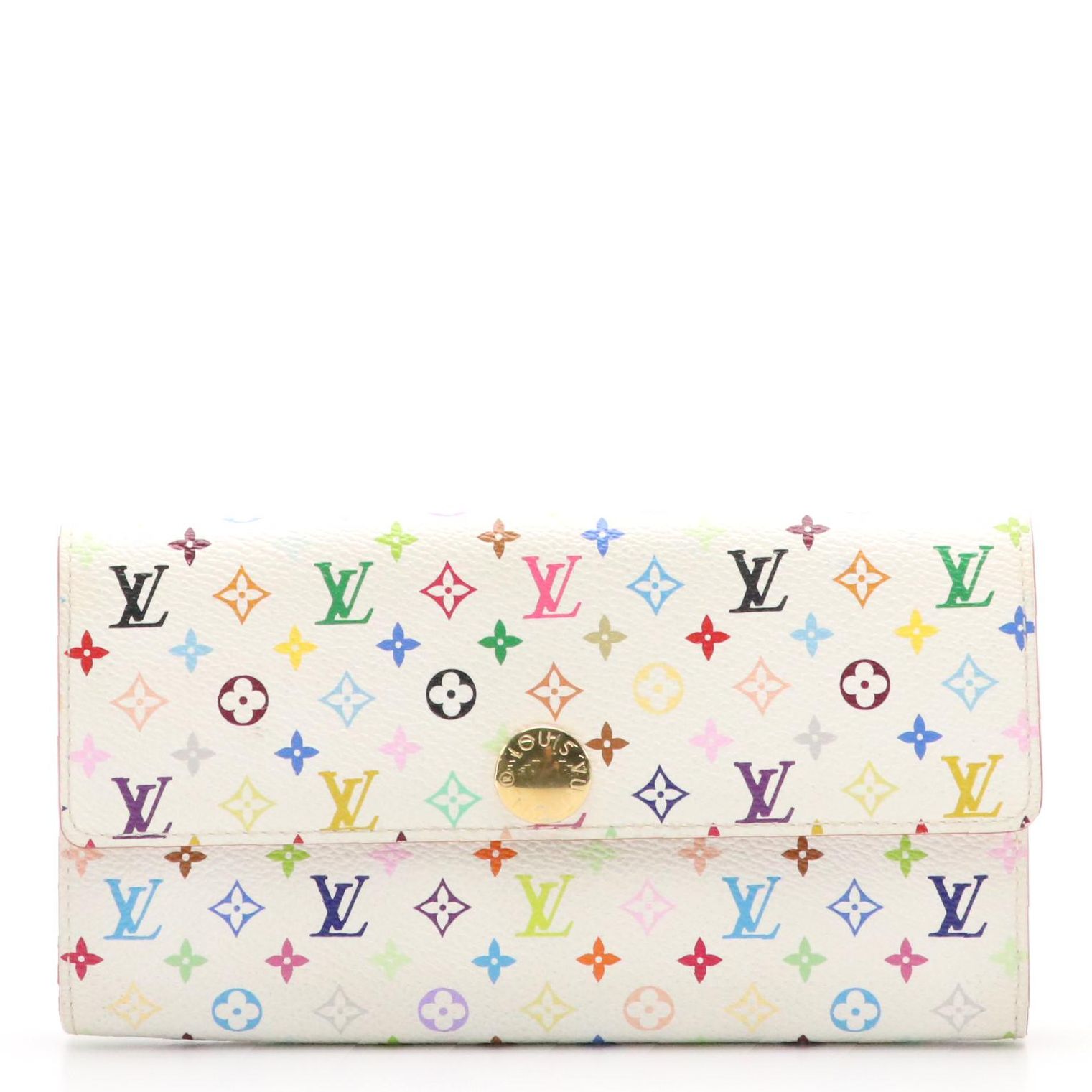 Louis Vuitton Sarah Wallet in White Monogram Multicolore Canvas
