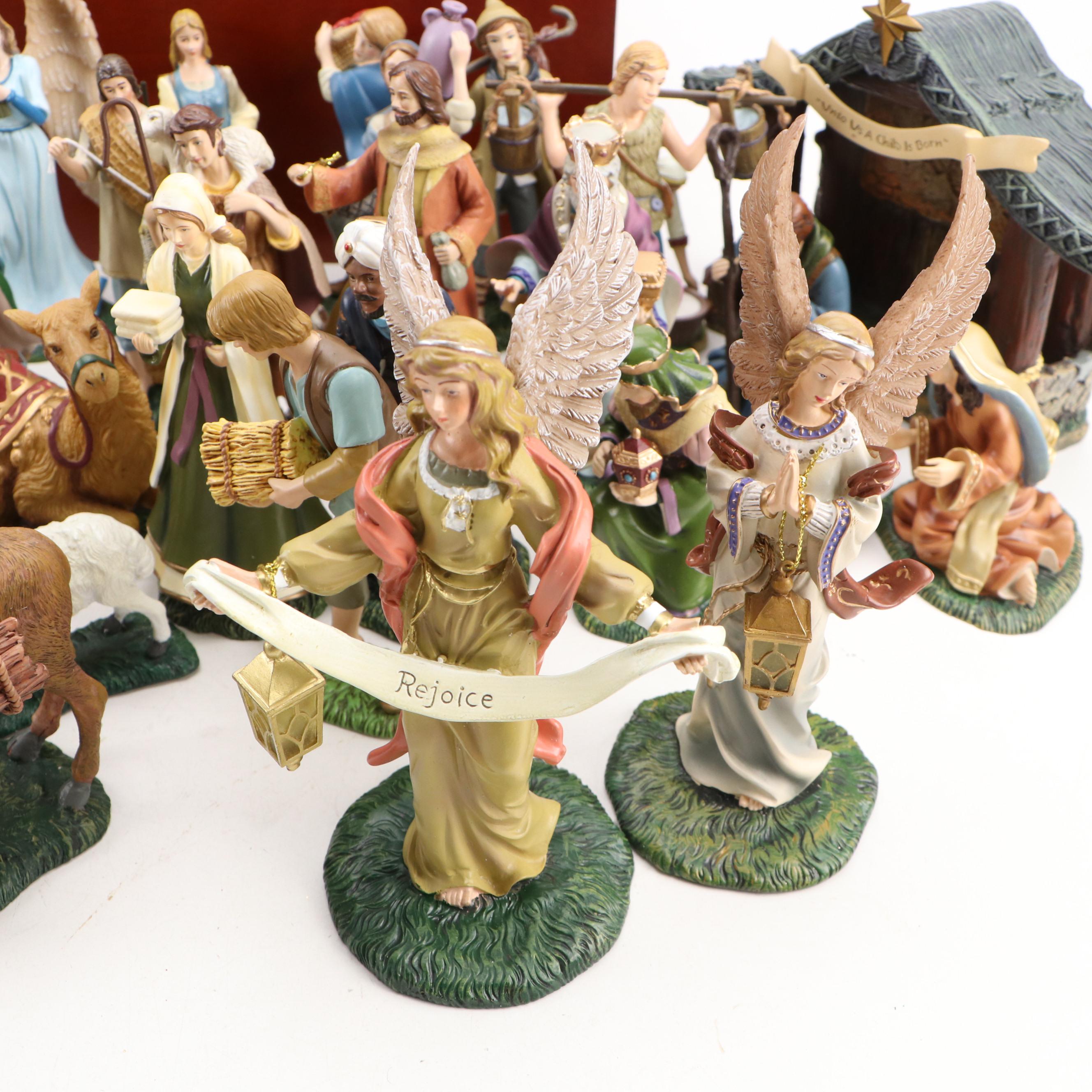 Thomas Kinkade Nativity Garland Collection Figurines and Collector Box