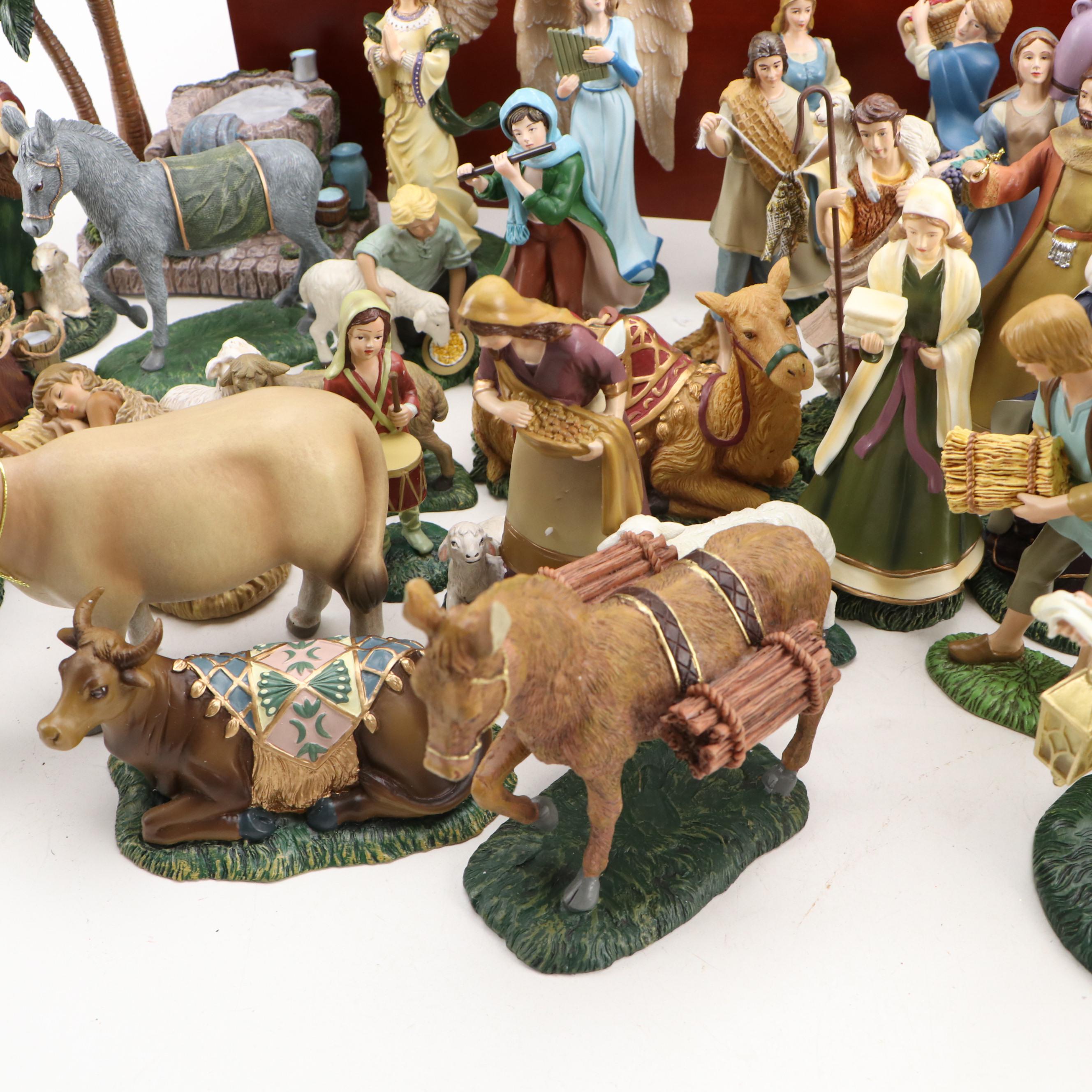Thomas Kinkade Nativity Garland Collection Figurines and Collector Box