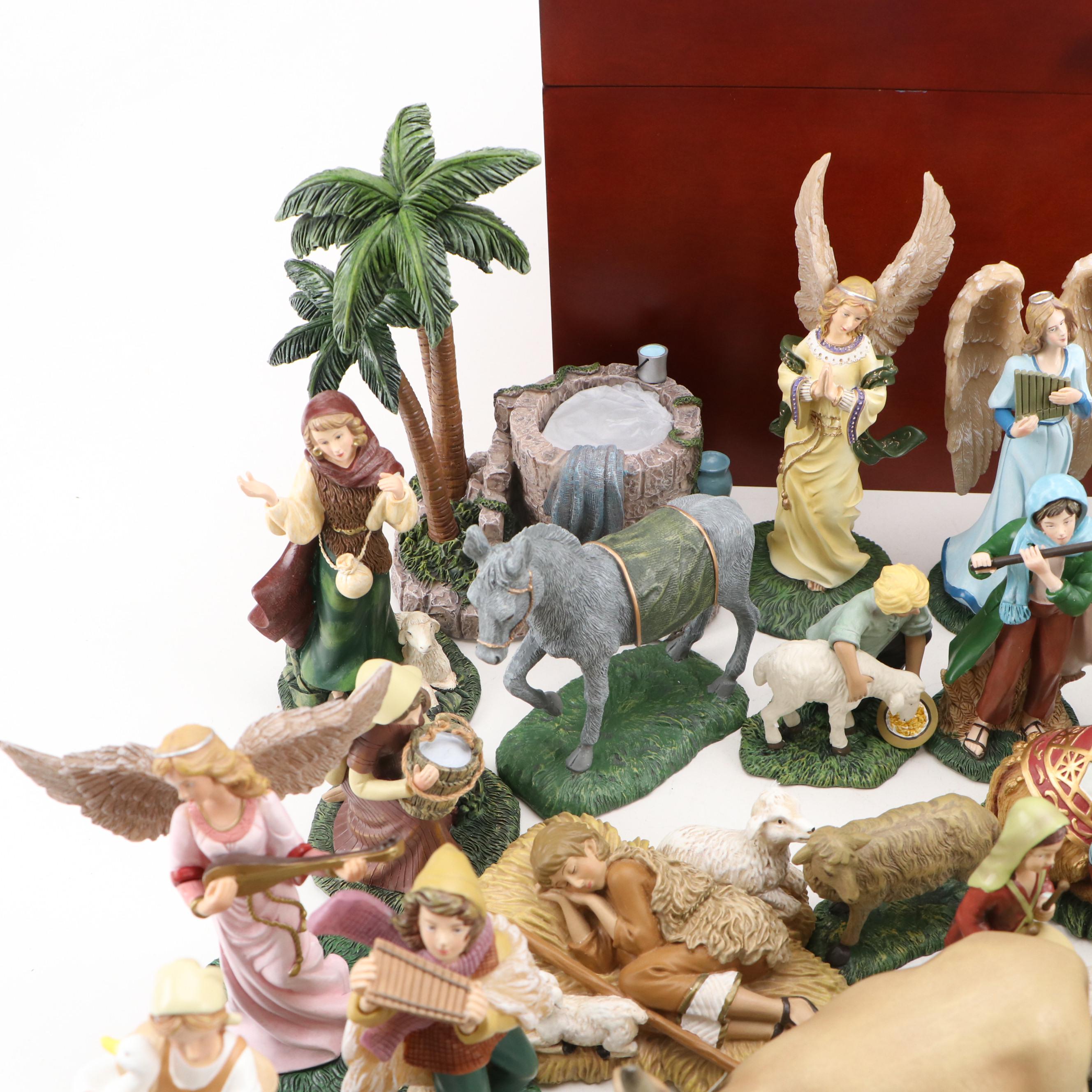Thomas Kinkade Nativity Garland Collection Figurines and Collector Box