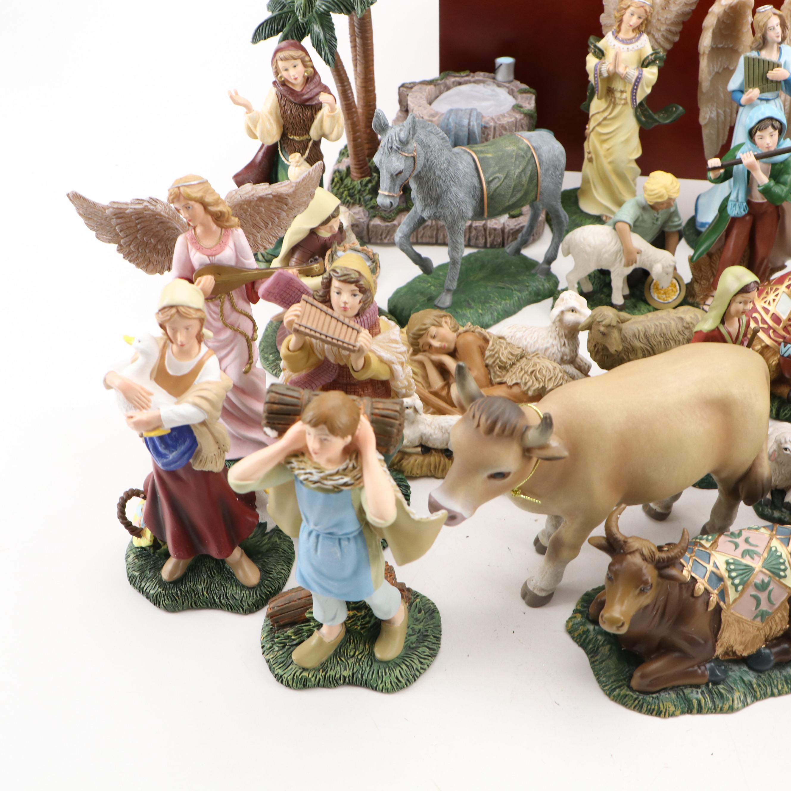 Thomas Kinkade Nativity Garland Collection Figurines and Collector Box