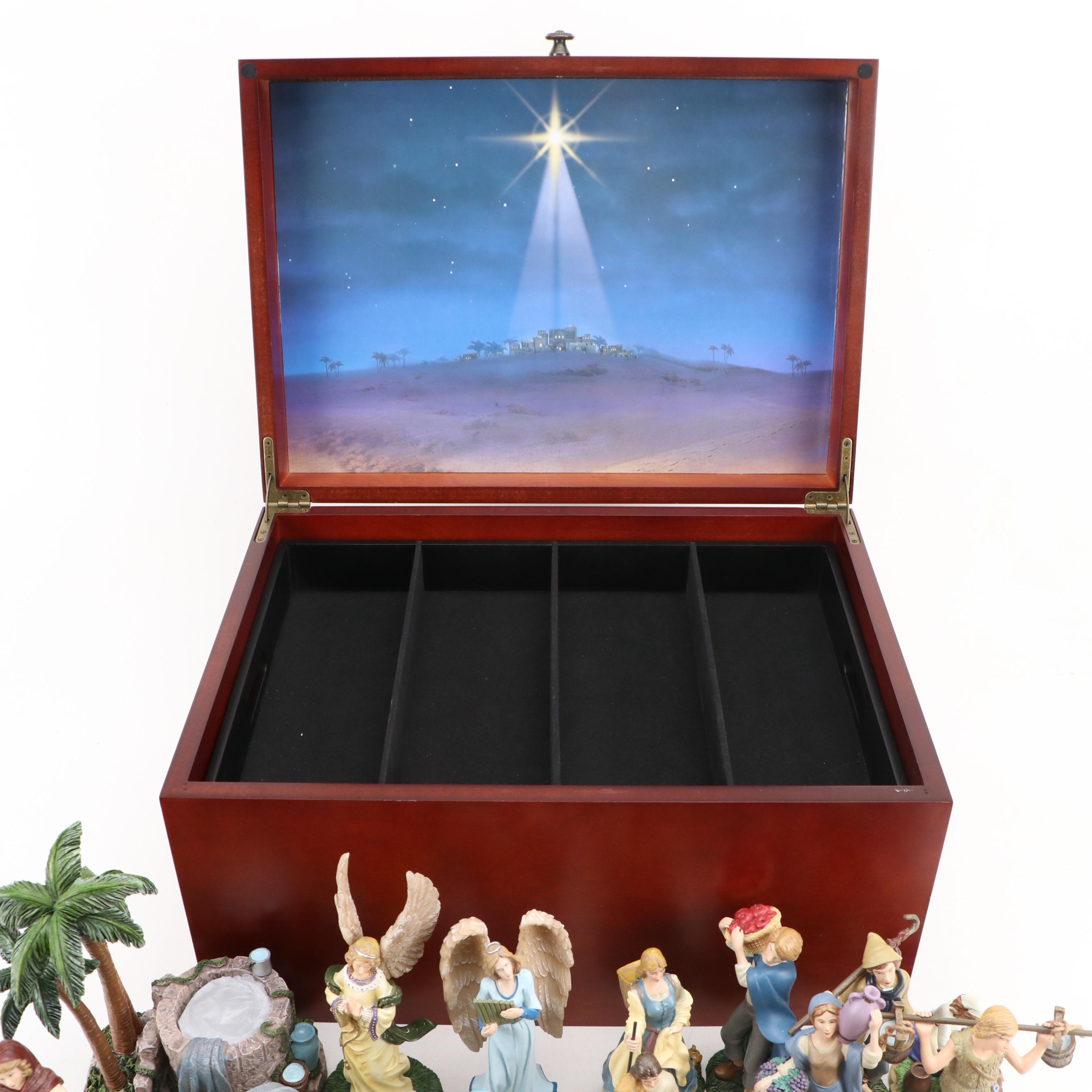 Thomas Kinkade Nativity Garland Collection Figurines and Collector Box