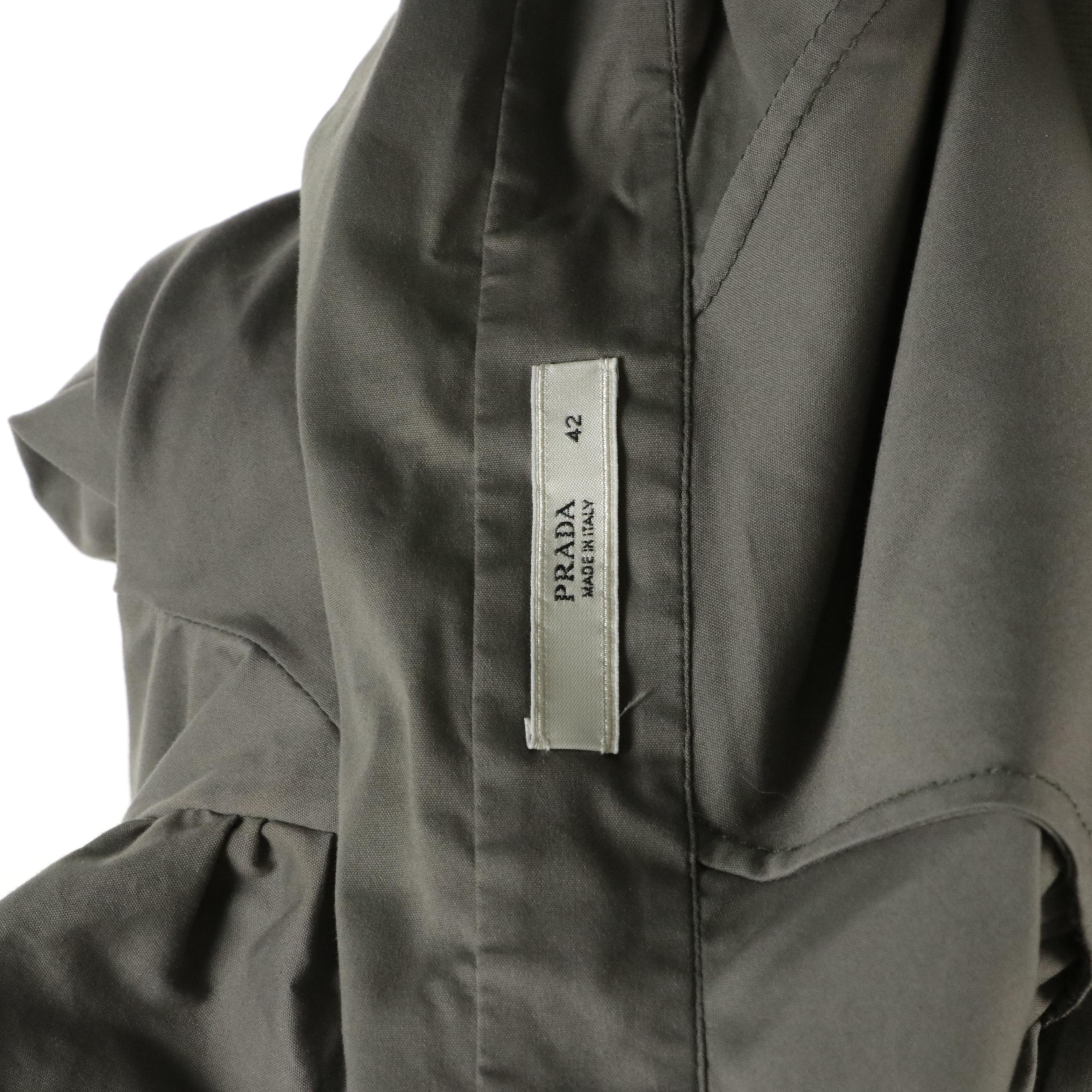 Prada Pleated and Gathered Stretch Cotton Blend Blouses