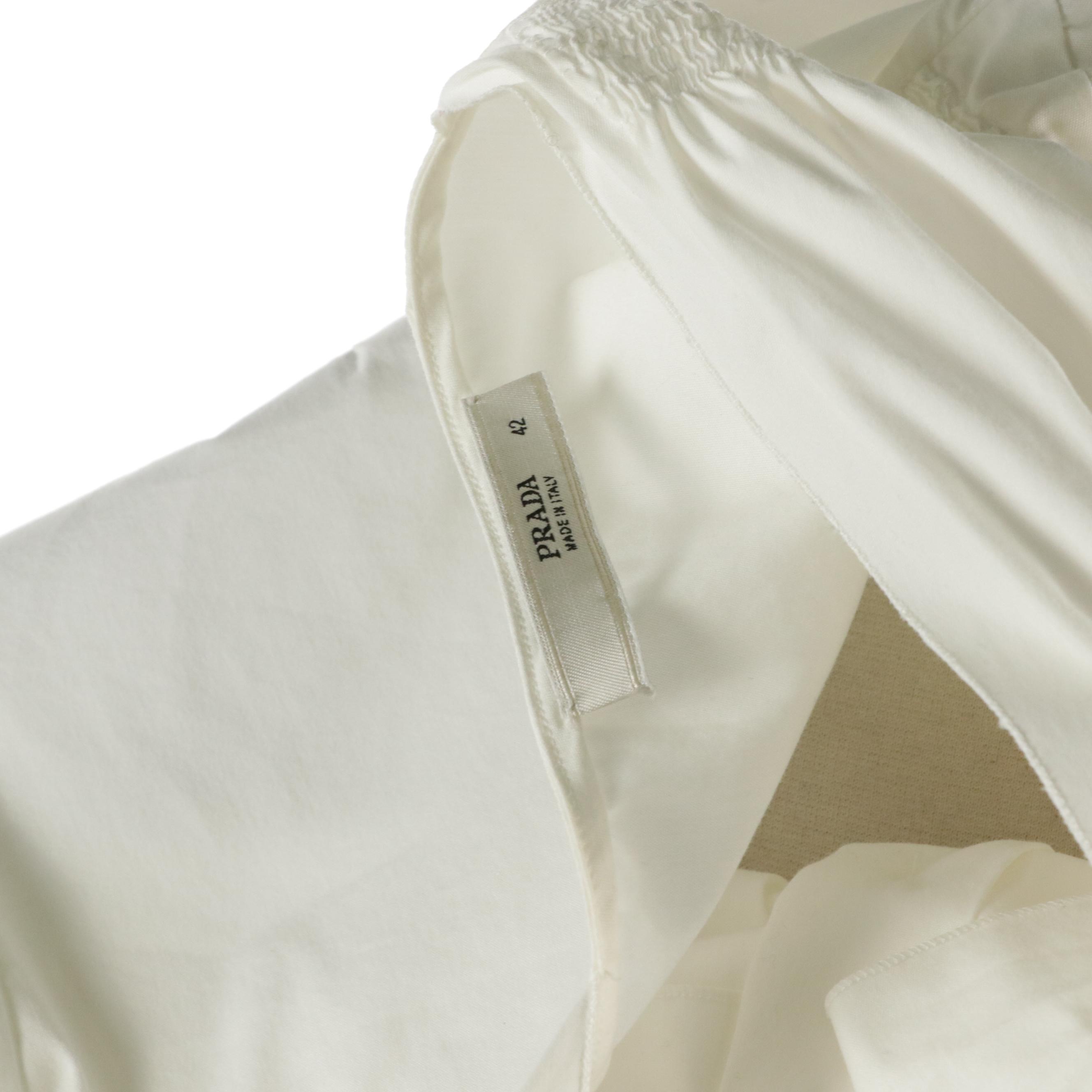 Prada Pleated and Gathered Stretch Cotton Blend Blouses