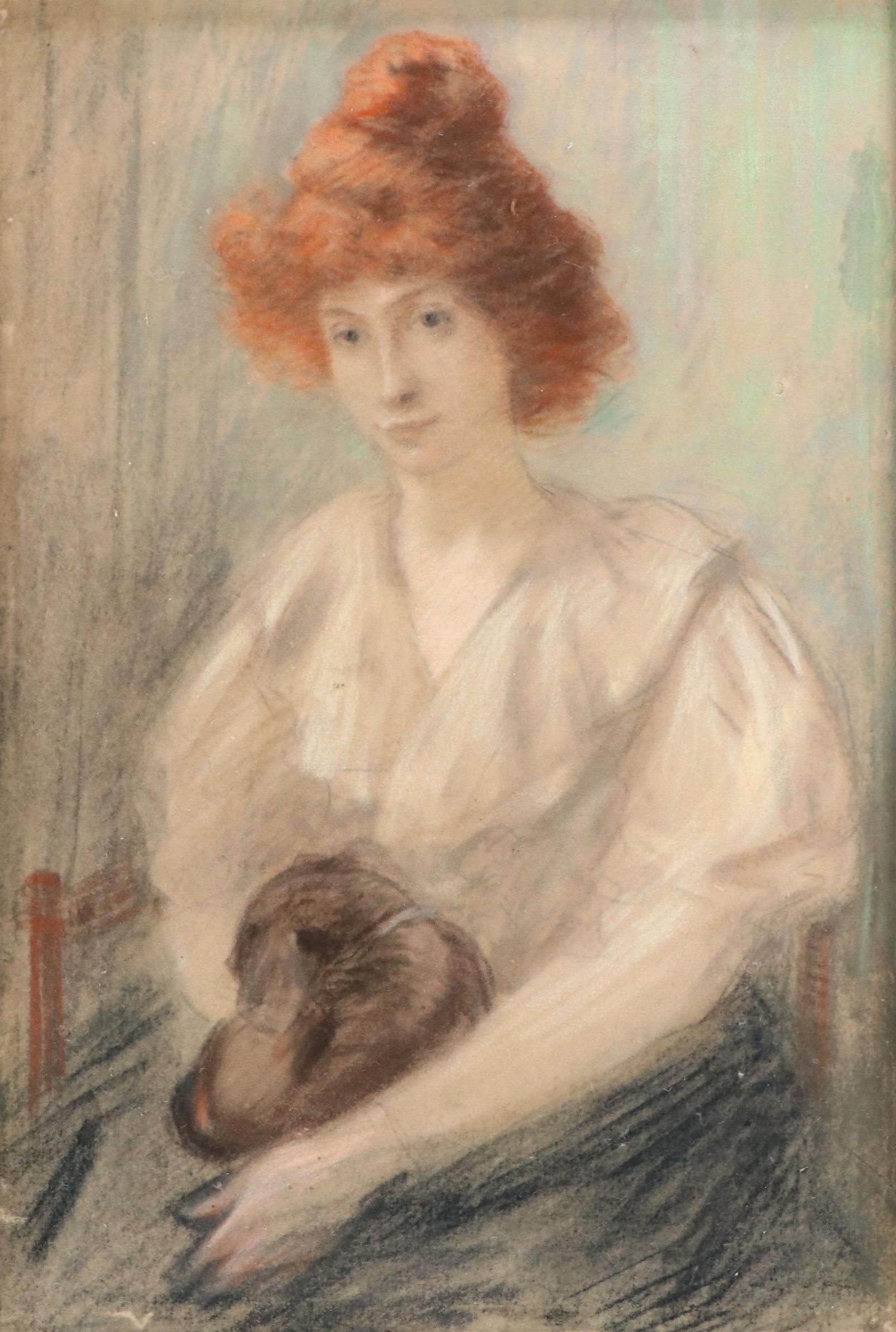 Portrait Chalk Pastel Drawing, Late 20th Century