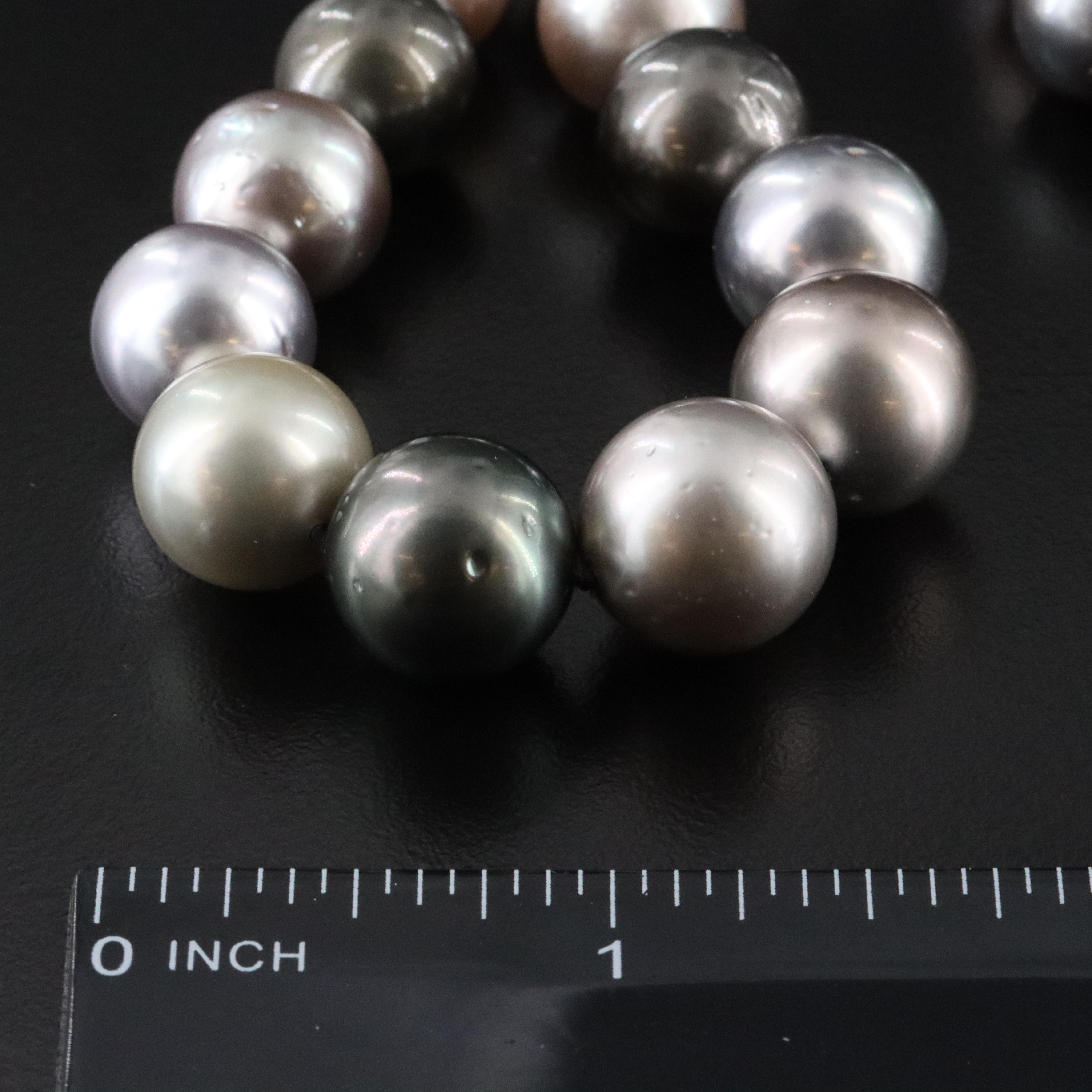 Tahitian Pearl Necklace with 18K Diamond Clasp and GIA Report