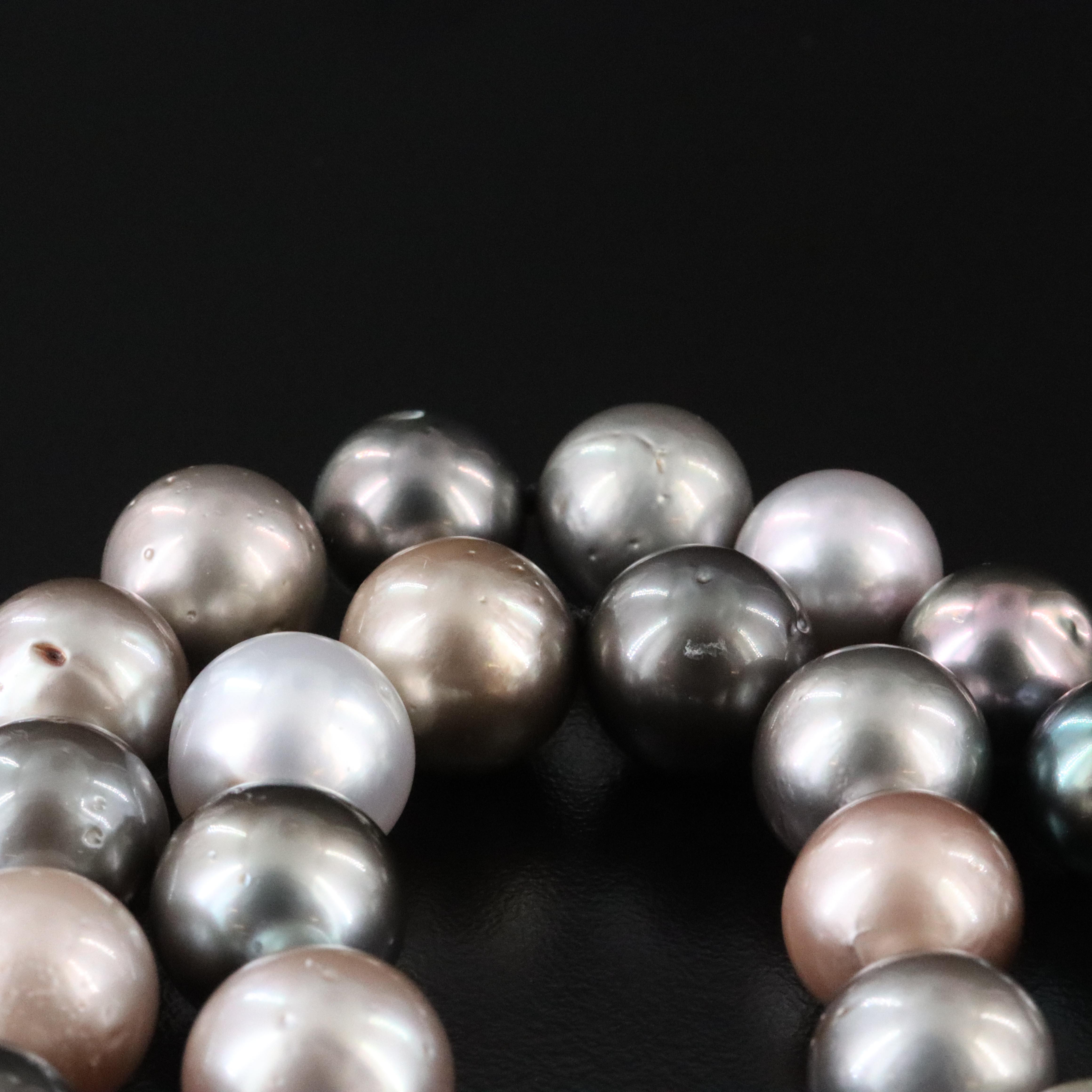 Tahitian Pearl Necklace with 18K Diamond Clasp and GIA Report