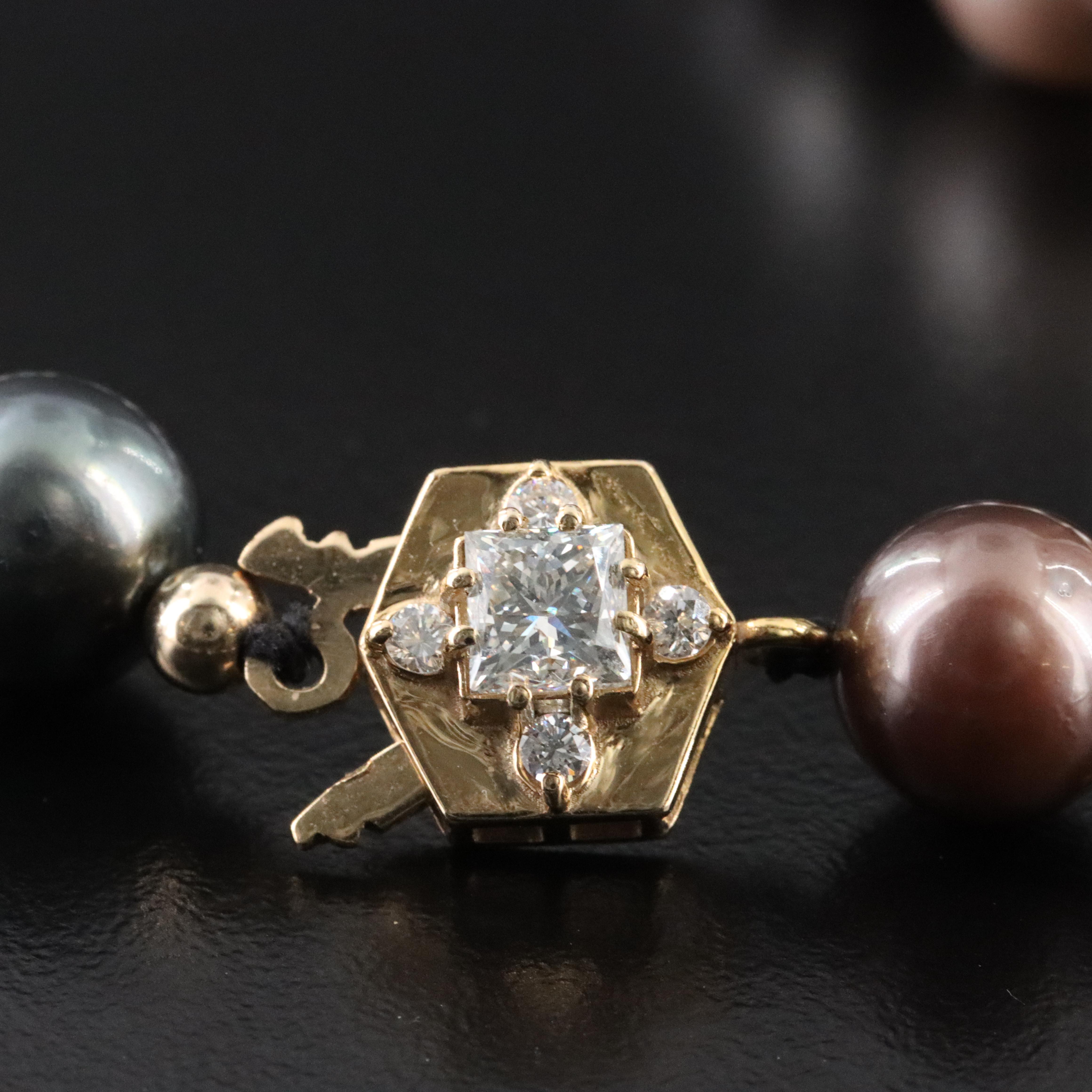 Tahitian Pearl Necklace with 18K Diamond Clasp and GIA Report