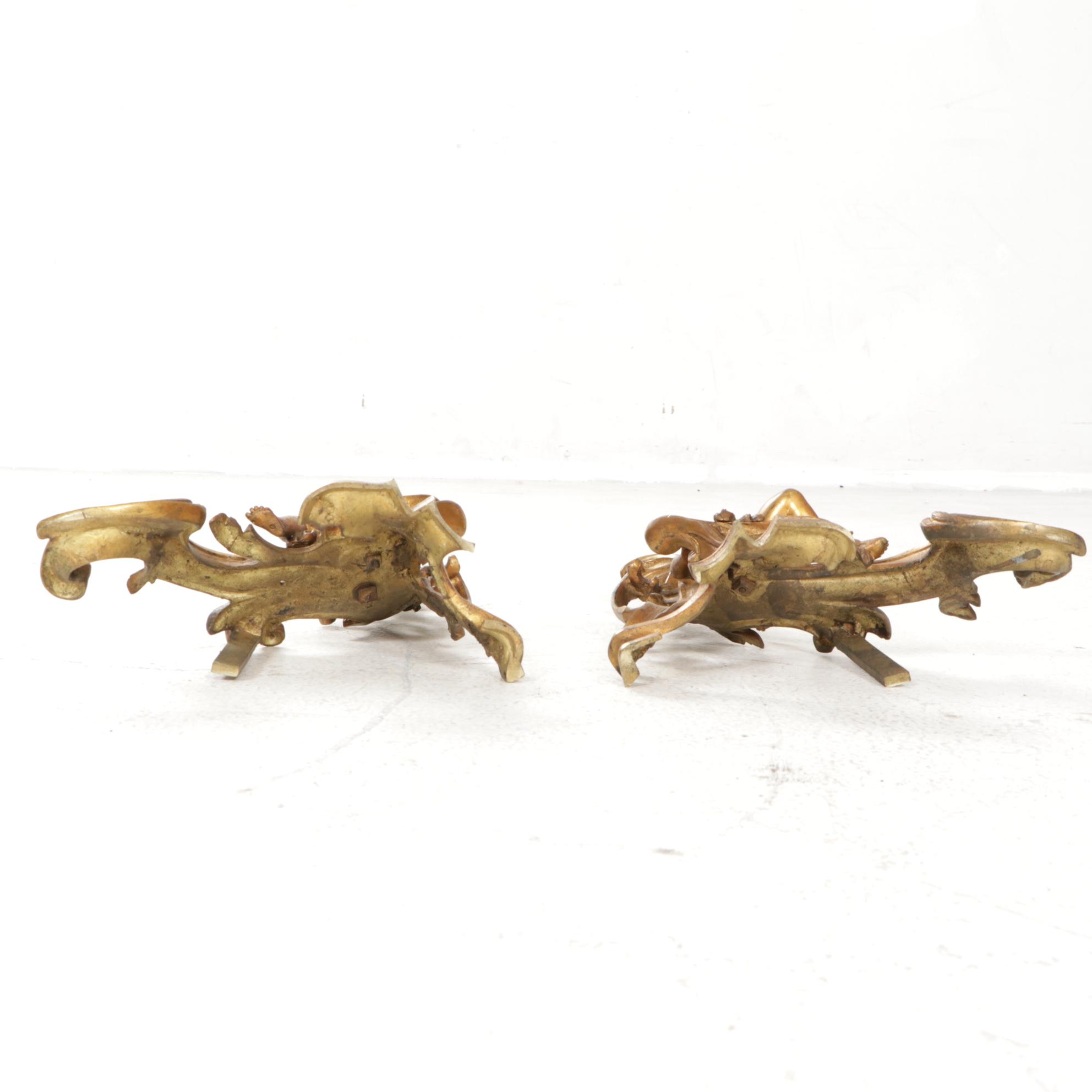 Brass Cherub Motif Andirons