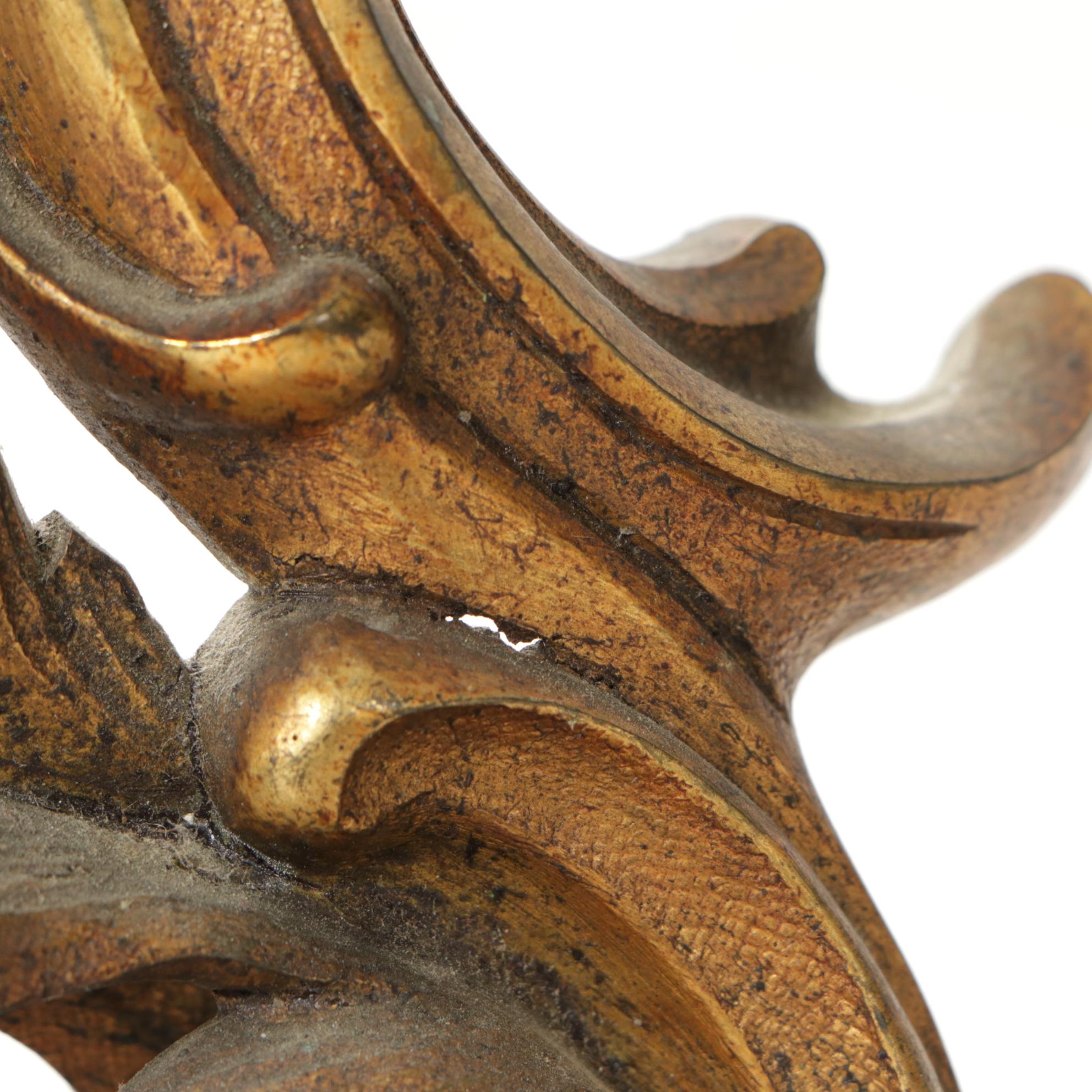 Brass Cherub Motif Andirons