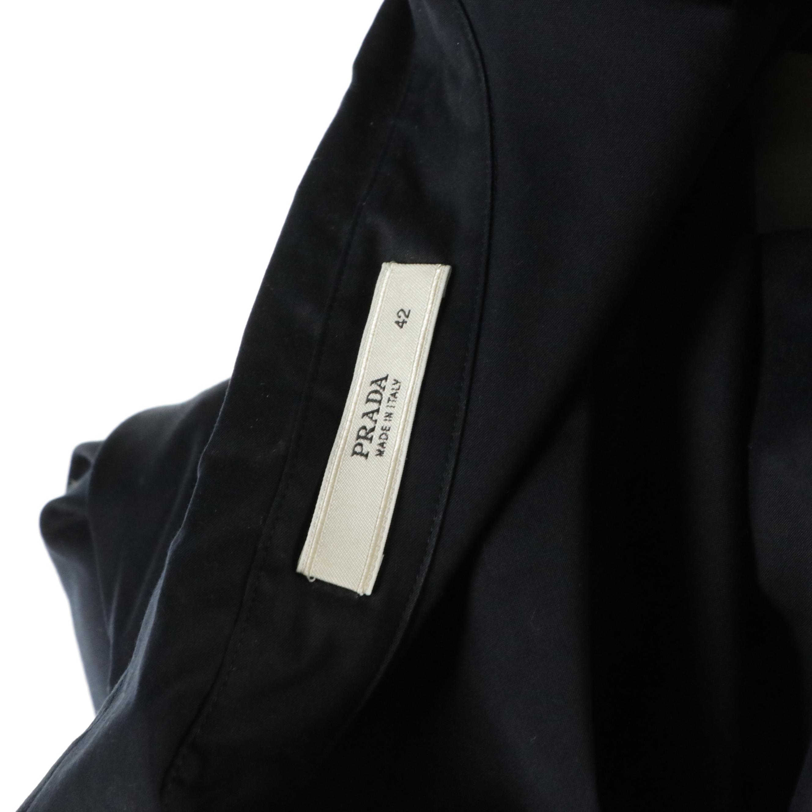 Prada Ruffled Cotton Blend Button-Up Shirt with Silk Trim & Silk Sleeveless Top