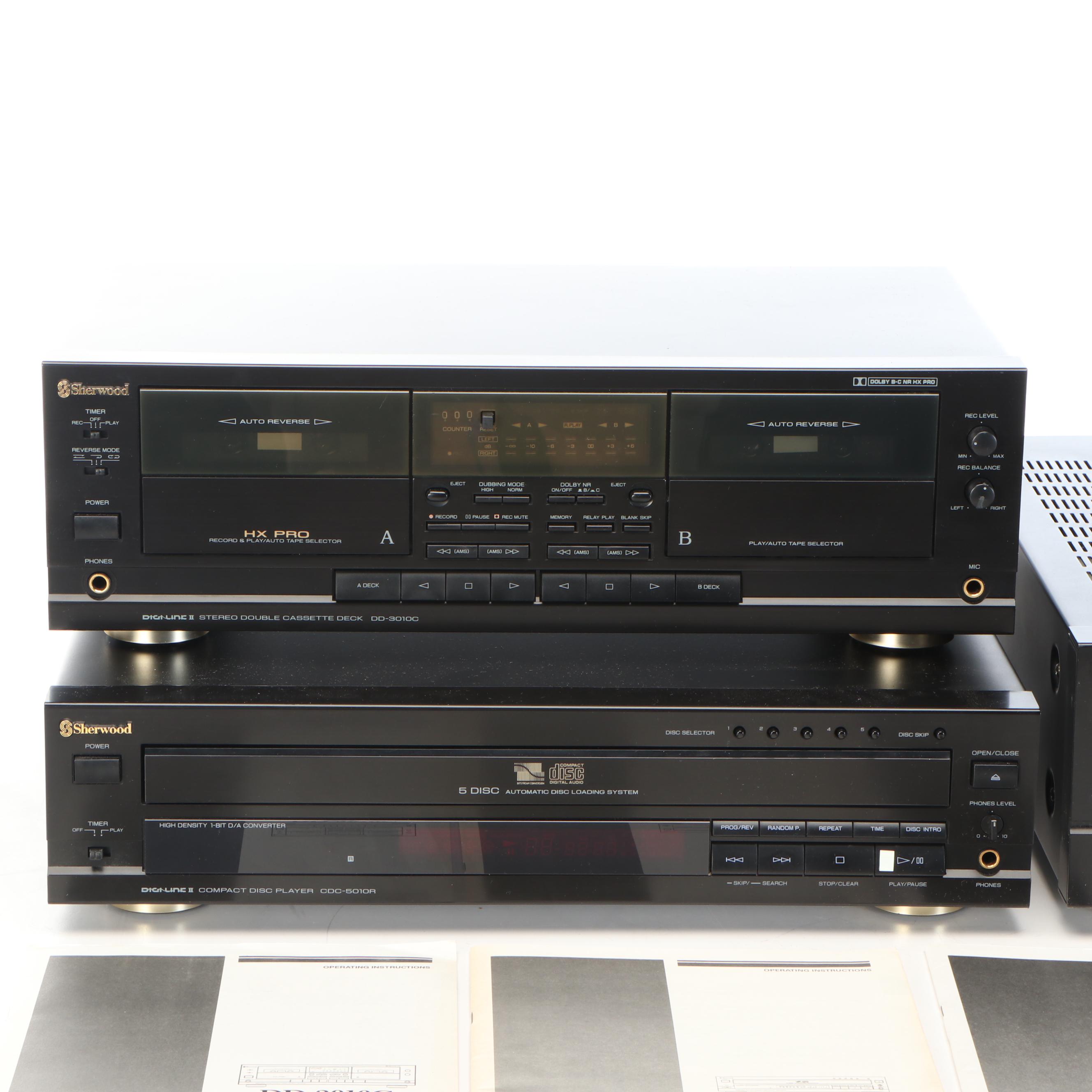 Sherwood Digi-Line II Double Cassette Deck, Multi CD Player, and Stereo Receiver