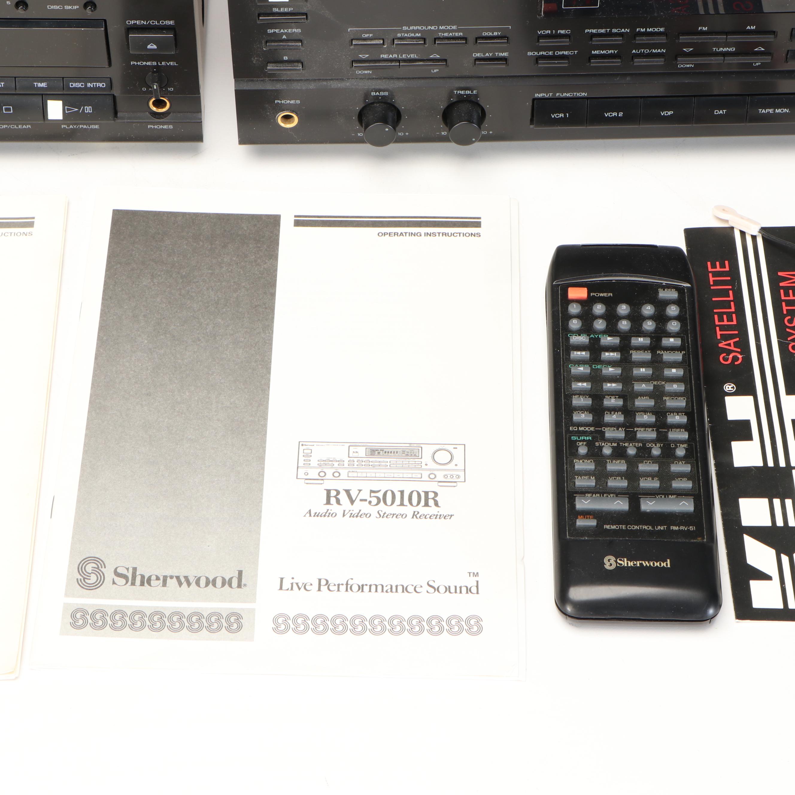 Sherwood Digi-Line II Double Cassette Deck, Multi CD Player, and Stereo Receiver