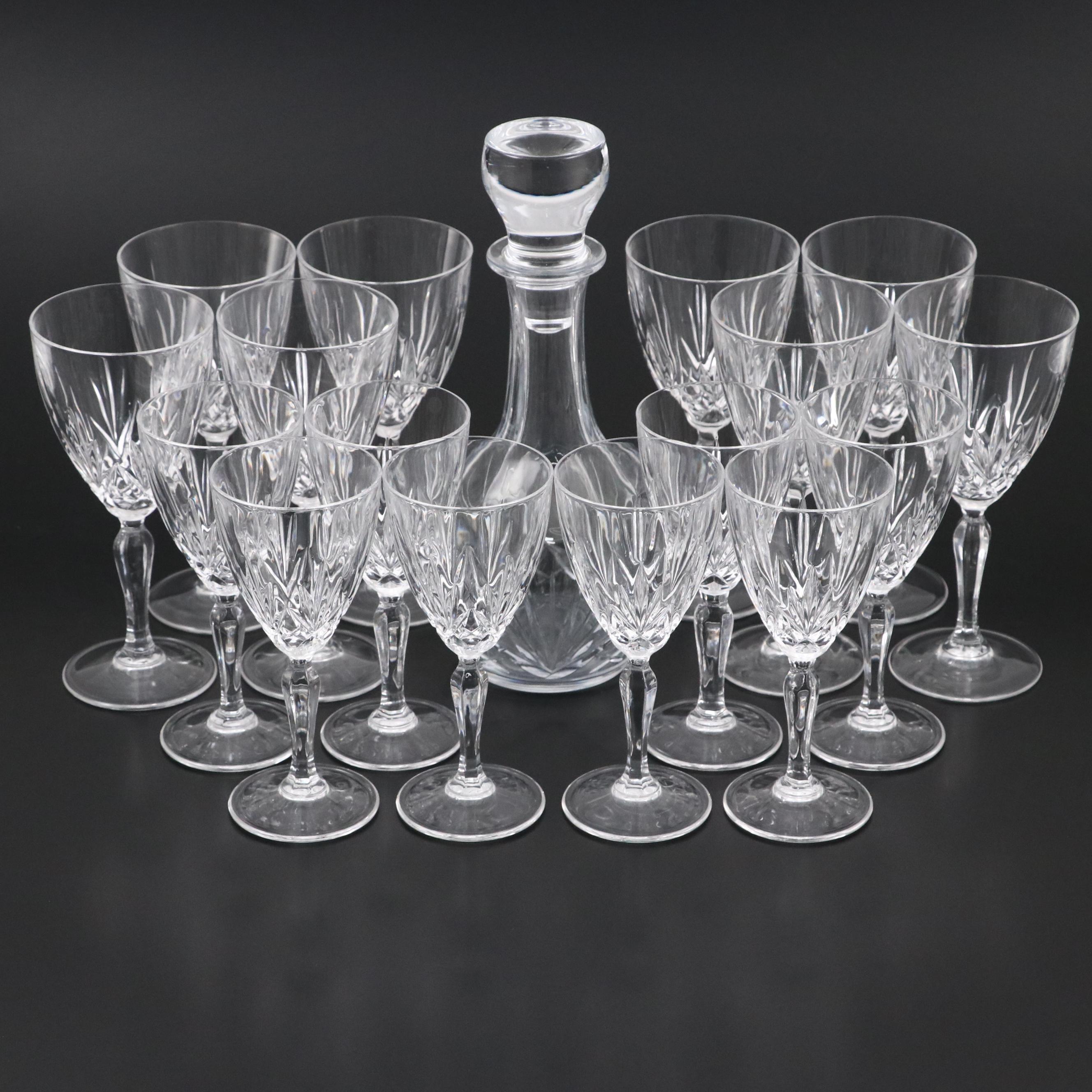 CALP "Preludio" Crystal Decanter, Wine Glasses and Water Goblets