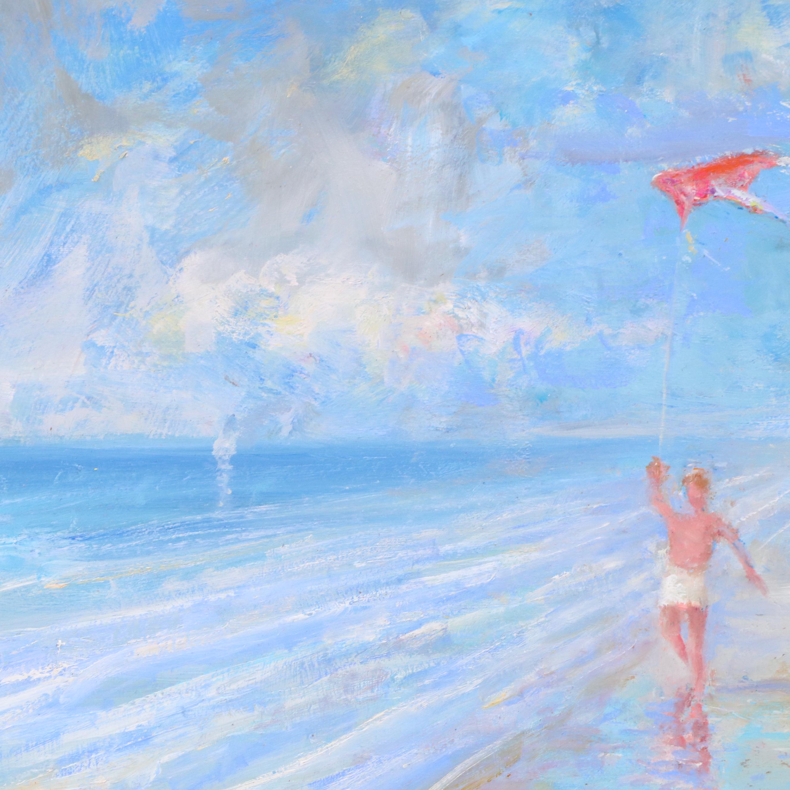 Nino Pippa Seascape Oil Painting "The Kite," 2022